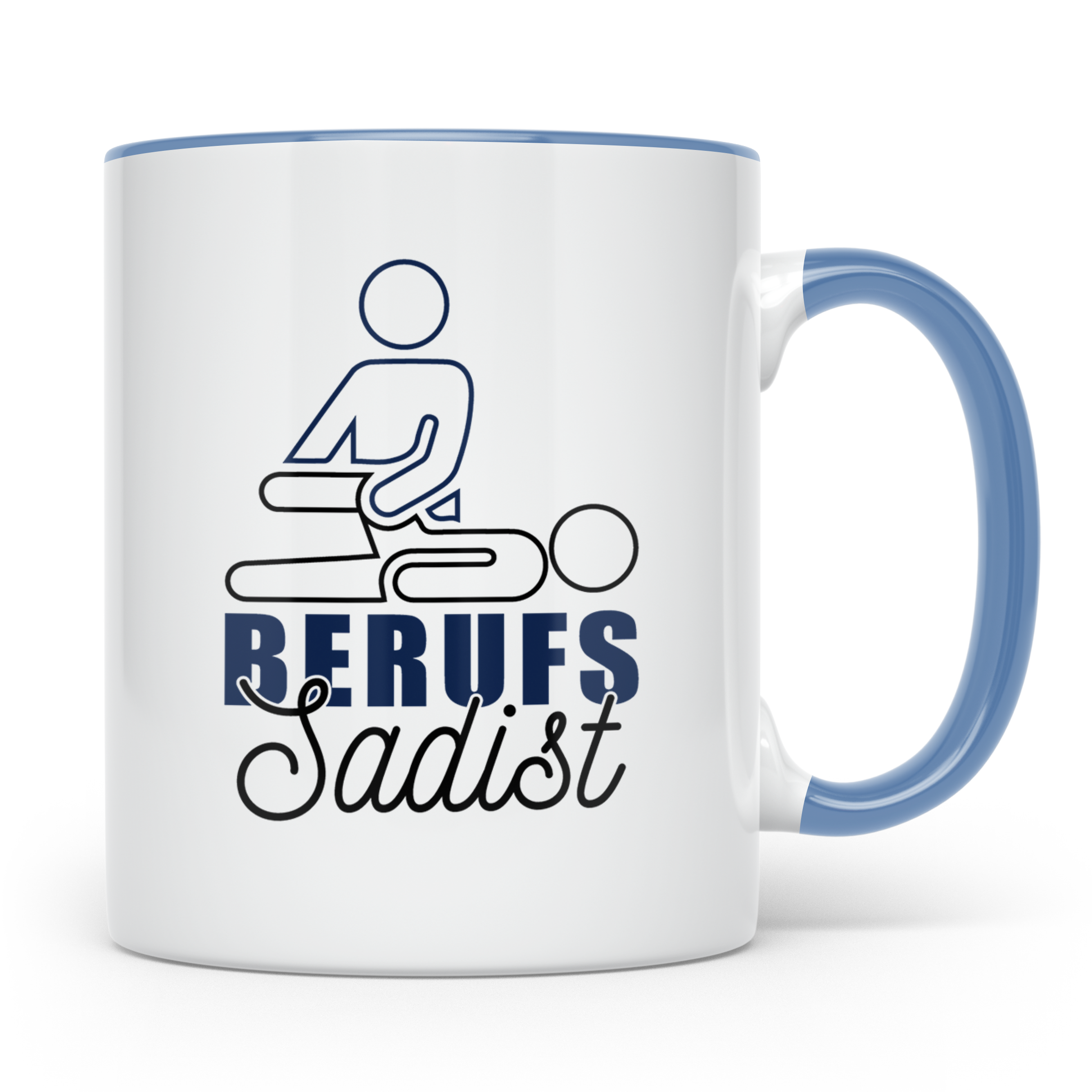 Berufssadist Tasse, Lustiges Physiotherapeut Geschenk, Masse – Blau [farbe:blau]