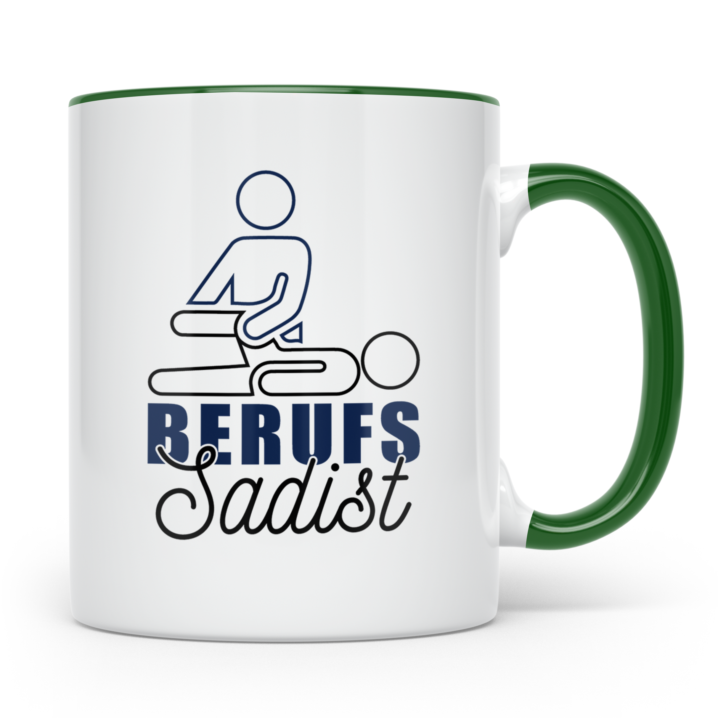 Berufssadist Tasse, Lustiges Physiotherapeut Geschenk, Masse – Grün [farbe:grün]