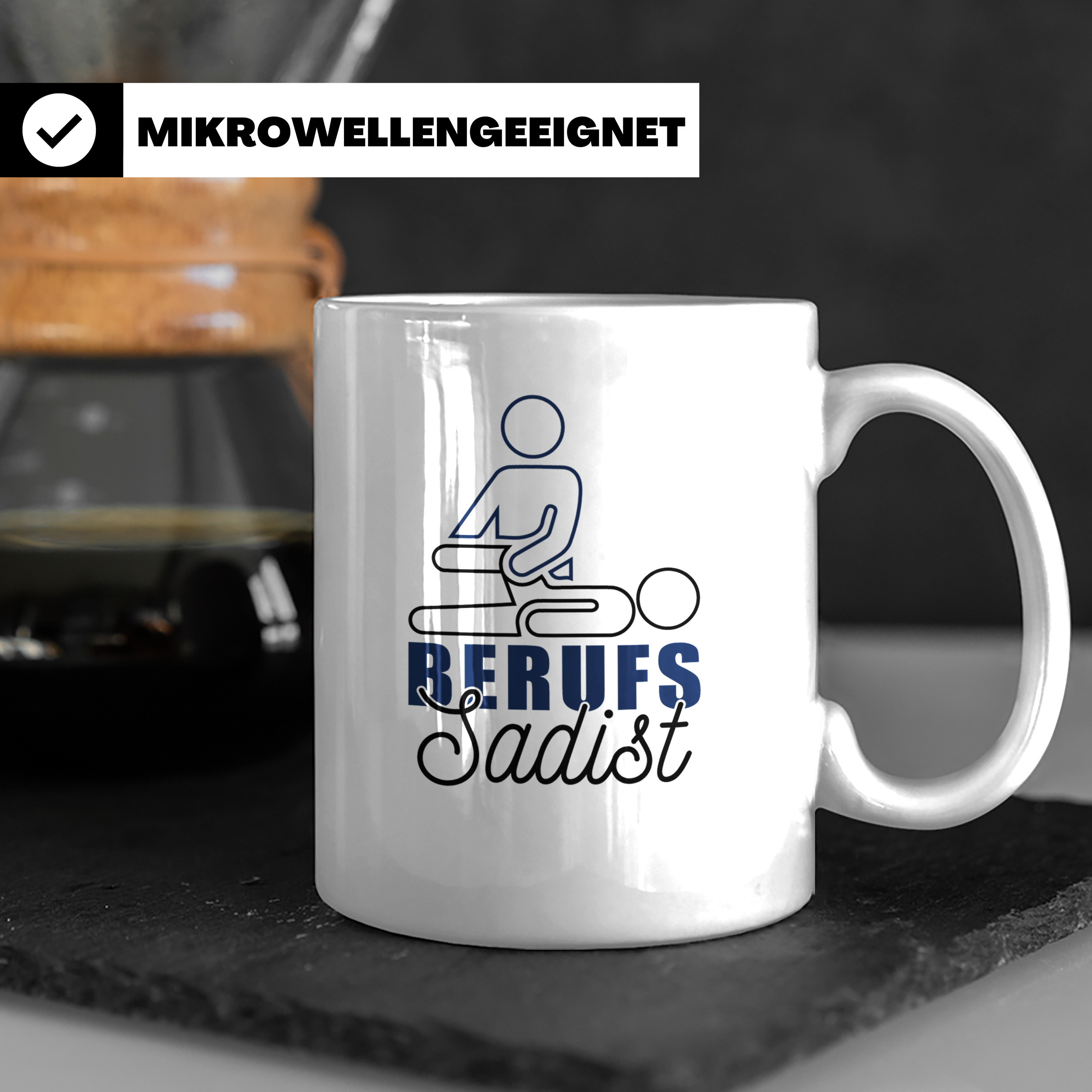 Berufssadist Tasse, Lustiges Physiotherapeut Geschenk, Masse – Weiß [farbe:weiß]