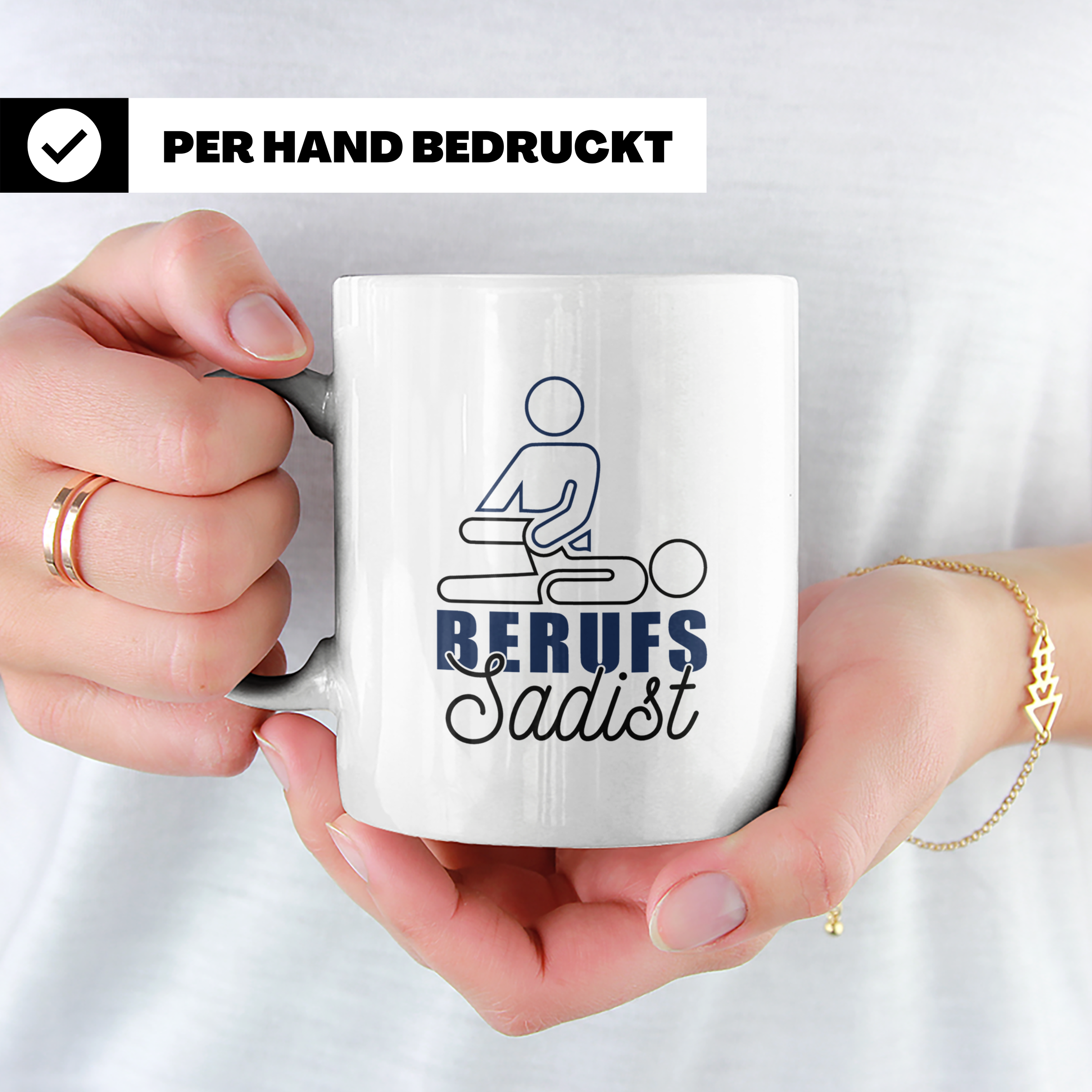 Berufssadist Tasse, Lustiges Physiotherapeut Geschenk, Masse – Weiß [farbe:weiß]