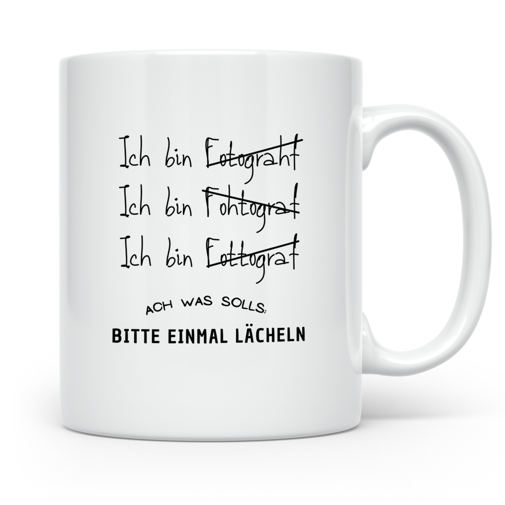 Fotograf Tasse Lustig, Bitte einmal lächeln Becher, Fotograf – Weiß [farbe:weiß]