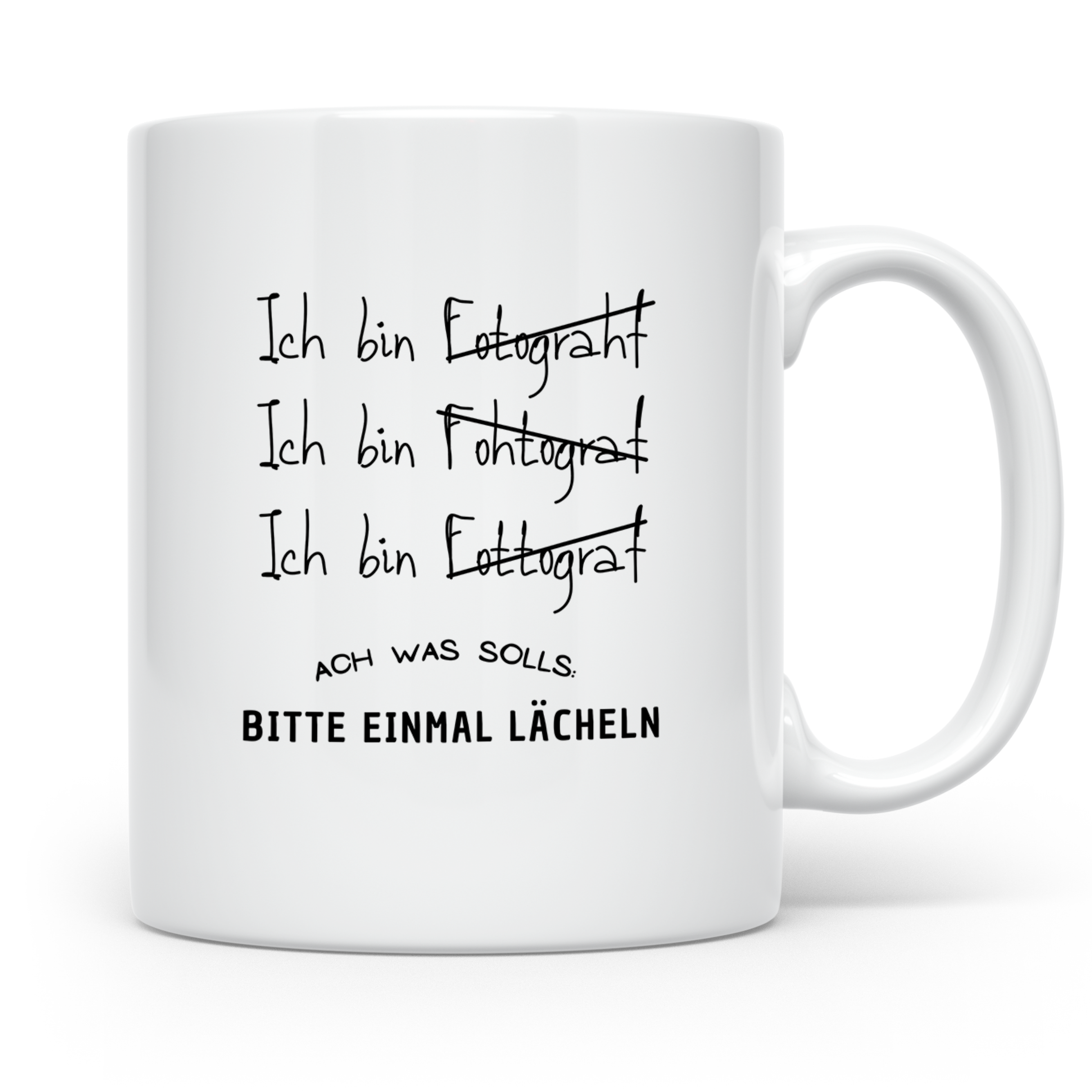 Fotograf Tasse Lustig, Bitte einmal lächeln Becher, Fotograf – Weiß [farbe:weiß]