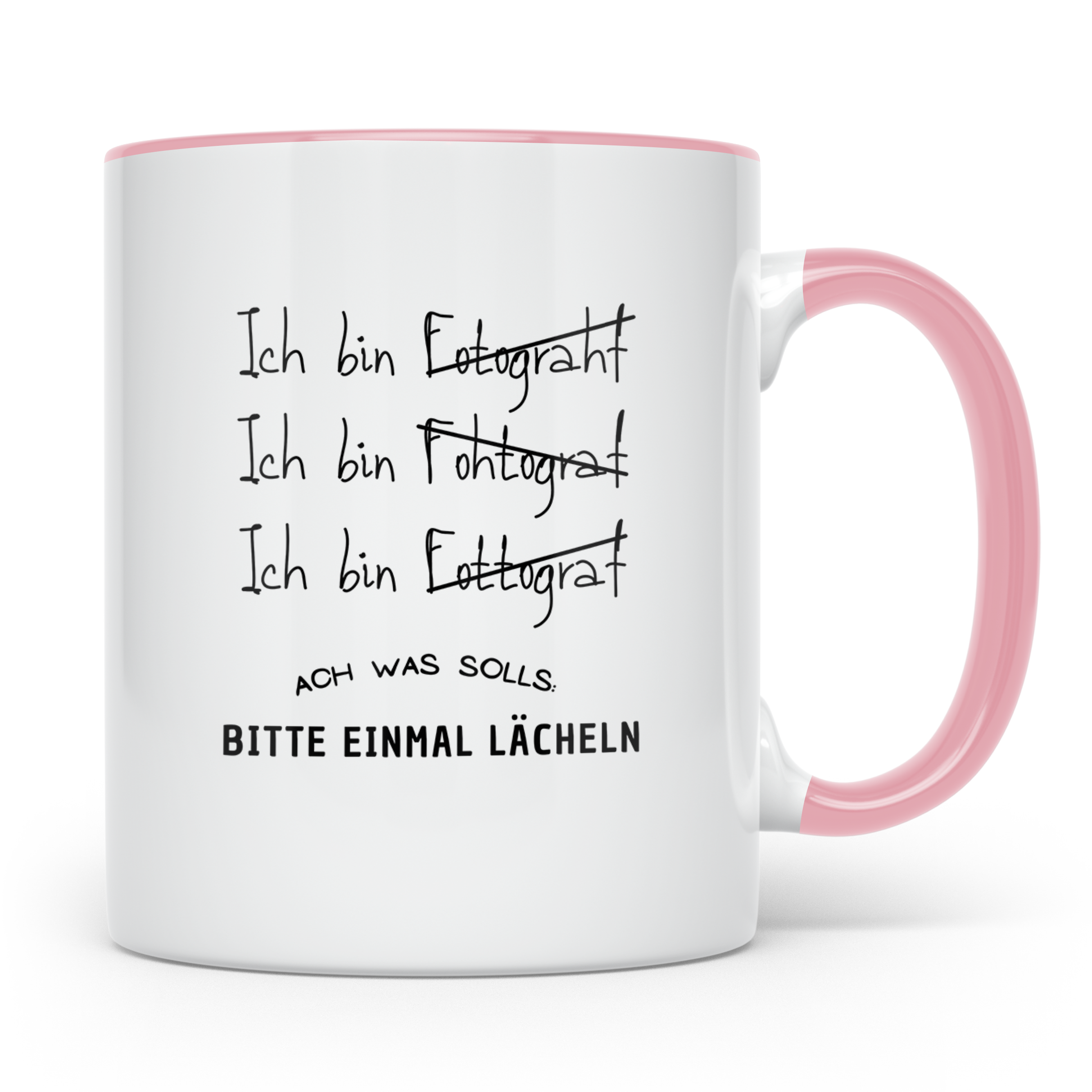 Fotograf Tasse Lustig, Bitte einmal lächeln Becher, Fotograf – Rosa [farbe:rosa]