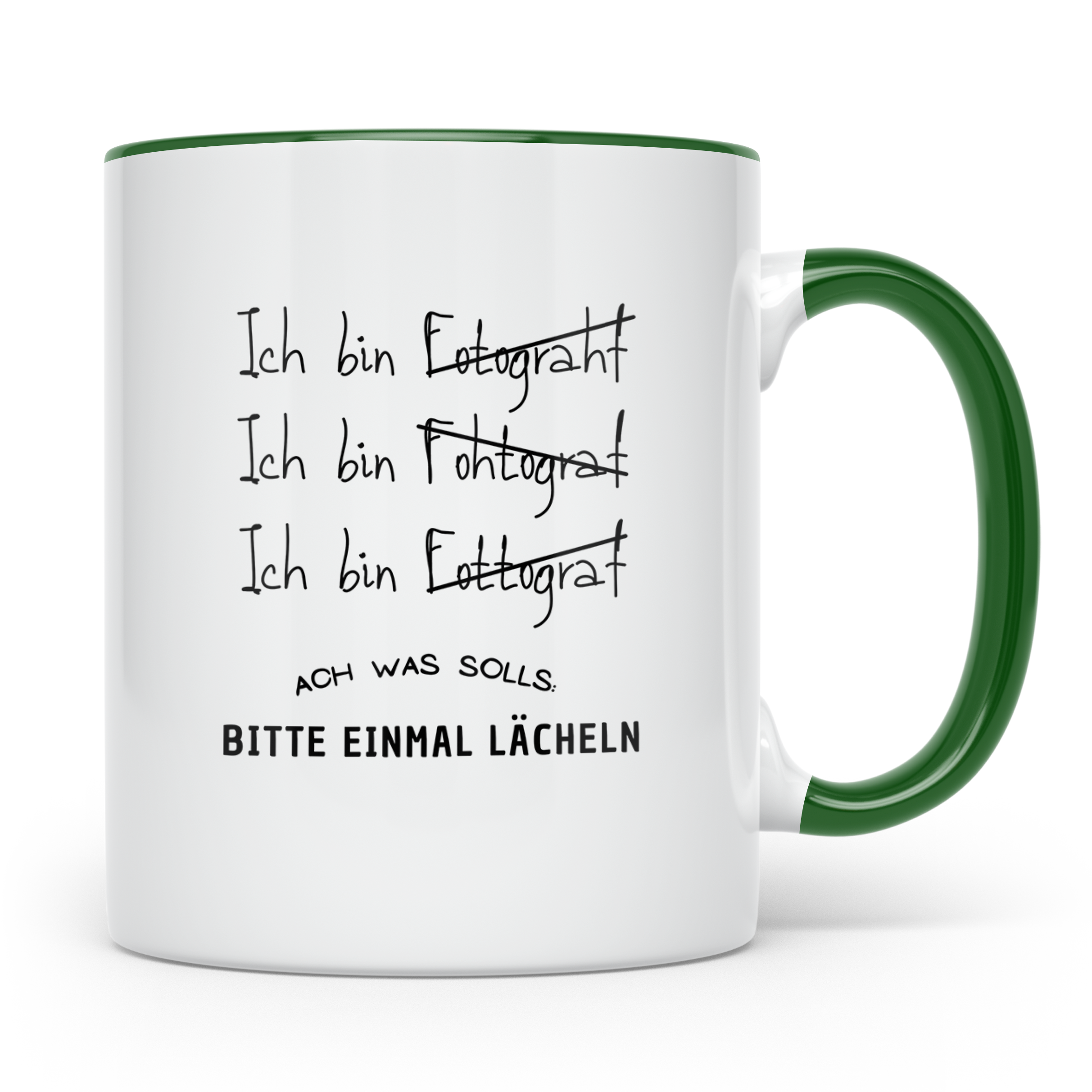 Fotograf Tasse Lustig, Bitte einmal lächeln Becher, Fotograf – Grün [farbe:grün]