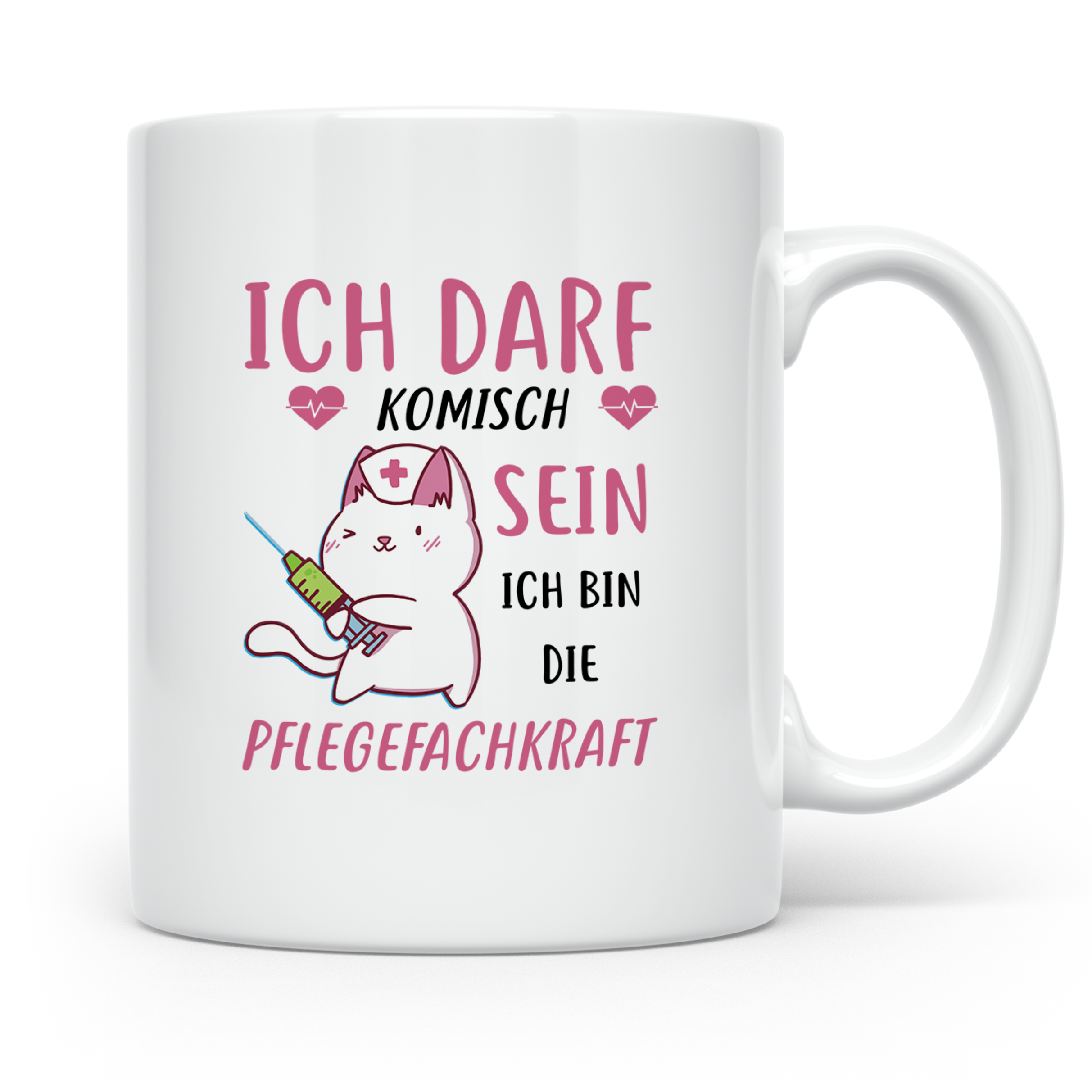 Pflegefachkraft Tasse mit Spruch Ich darf sein Pflegefachkra – Weiß [farbe:weiß]