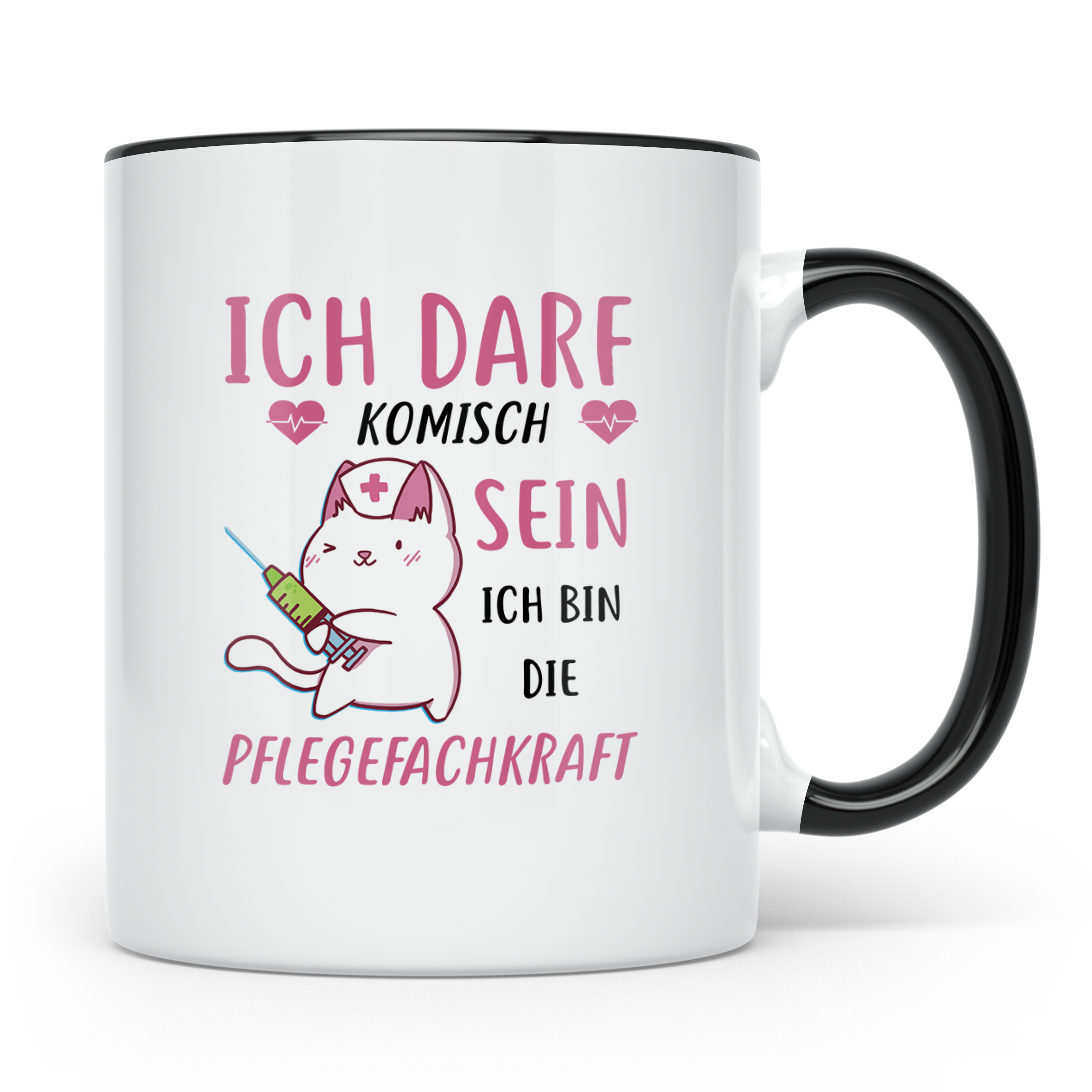 Pflegefachkraft Tasse mit Spruch Ich darf sein Pflegefachkra – Schwarz [farbe:schwarz]