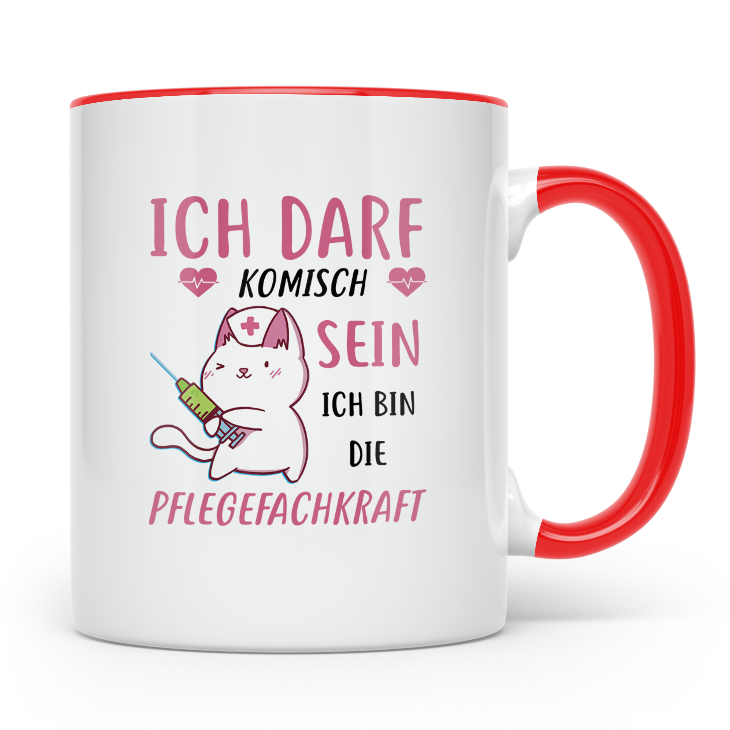Pflegefachkraft Tasse mit Spruch Ich darf sein Pflegefachkra – Rot [farbe:rot]