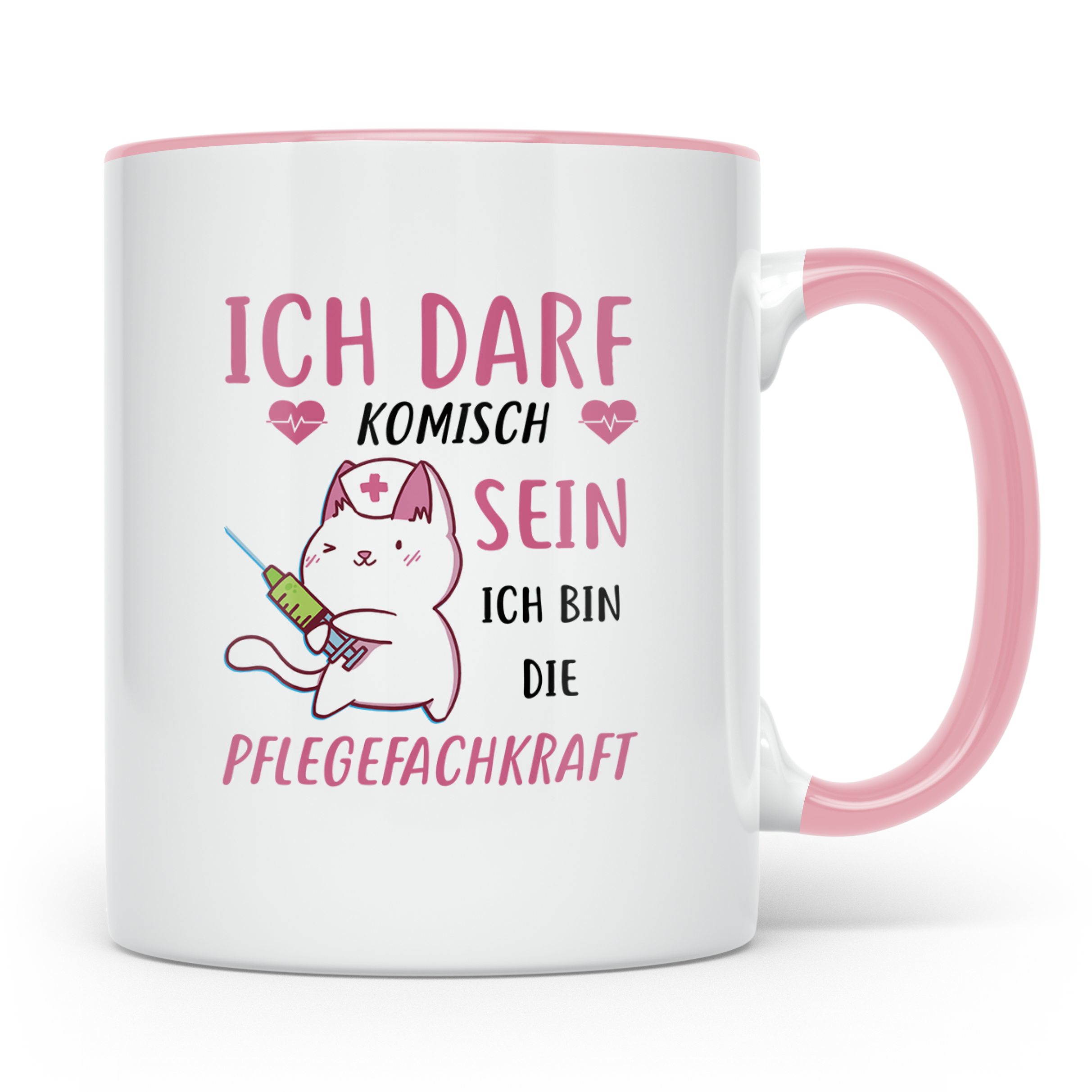Pflegefachkraft Tasse mit Spruch Ich darf sein Pflegefachkra – Rosa [farbe:rosa]
