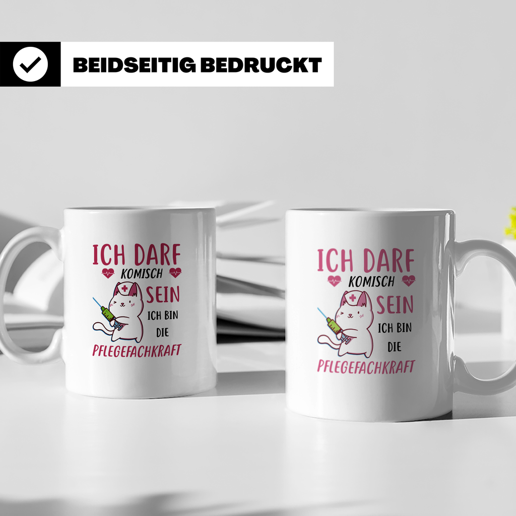 Pflegefachkraft Tasse mit Spruch Ich darf sein Pflegefachkra – Weiß [farbe:weiß]
