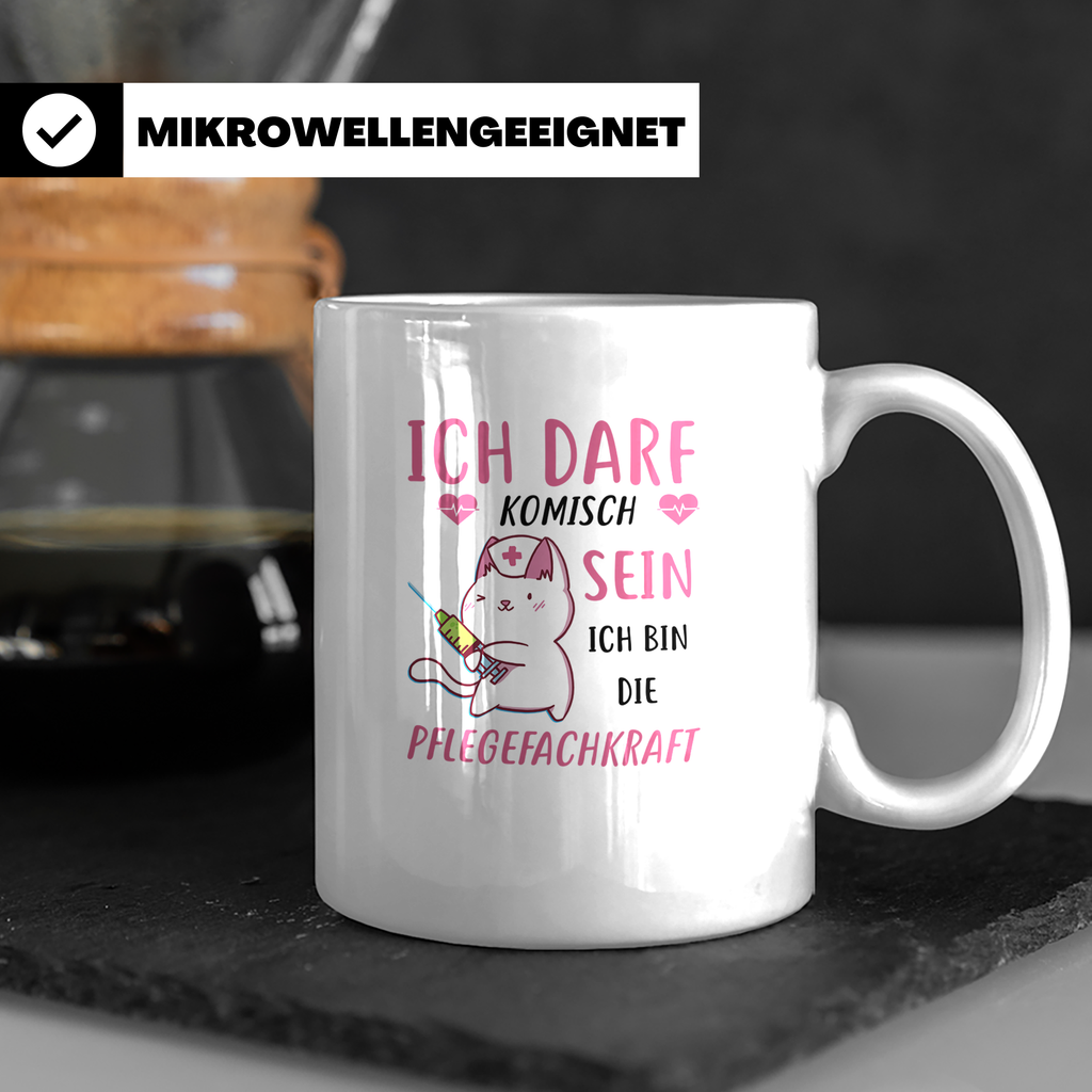 Pflegefachkraft Tasse mit Spruch Ich darf sein Pflegefachkra – Weiß [farbe:weiß]