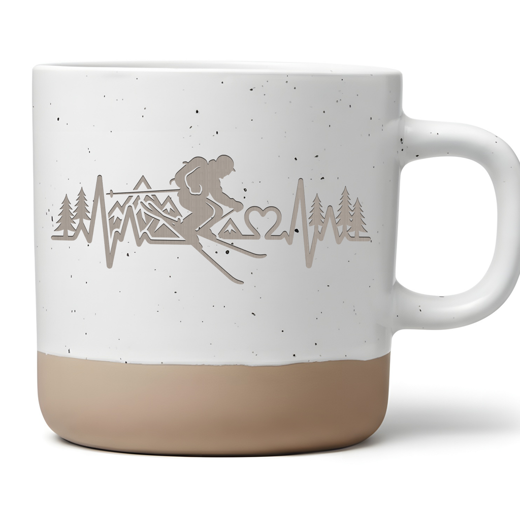 Tasse Skifahren Herzschlag, Kaffeetasse Skifahrer Geschenk, Becher Ber – Bild 1