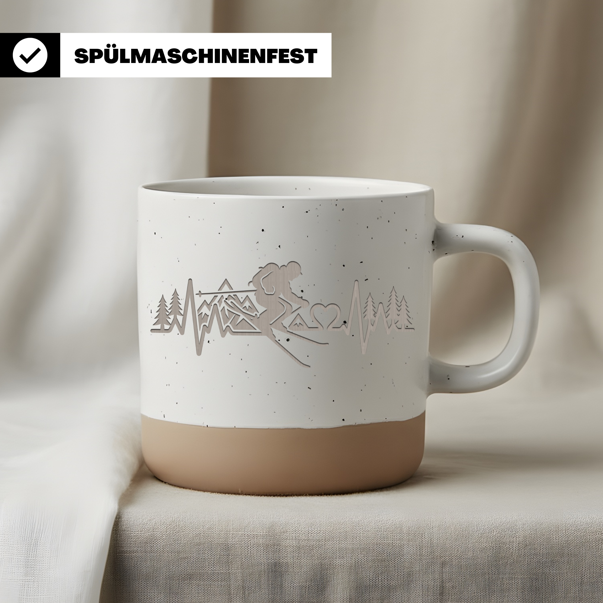 Tasse Skifahren Herzschlag, Kaffeetasse Skifahrer Geschenk, Becher Ber – Bild 3
