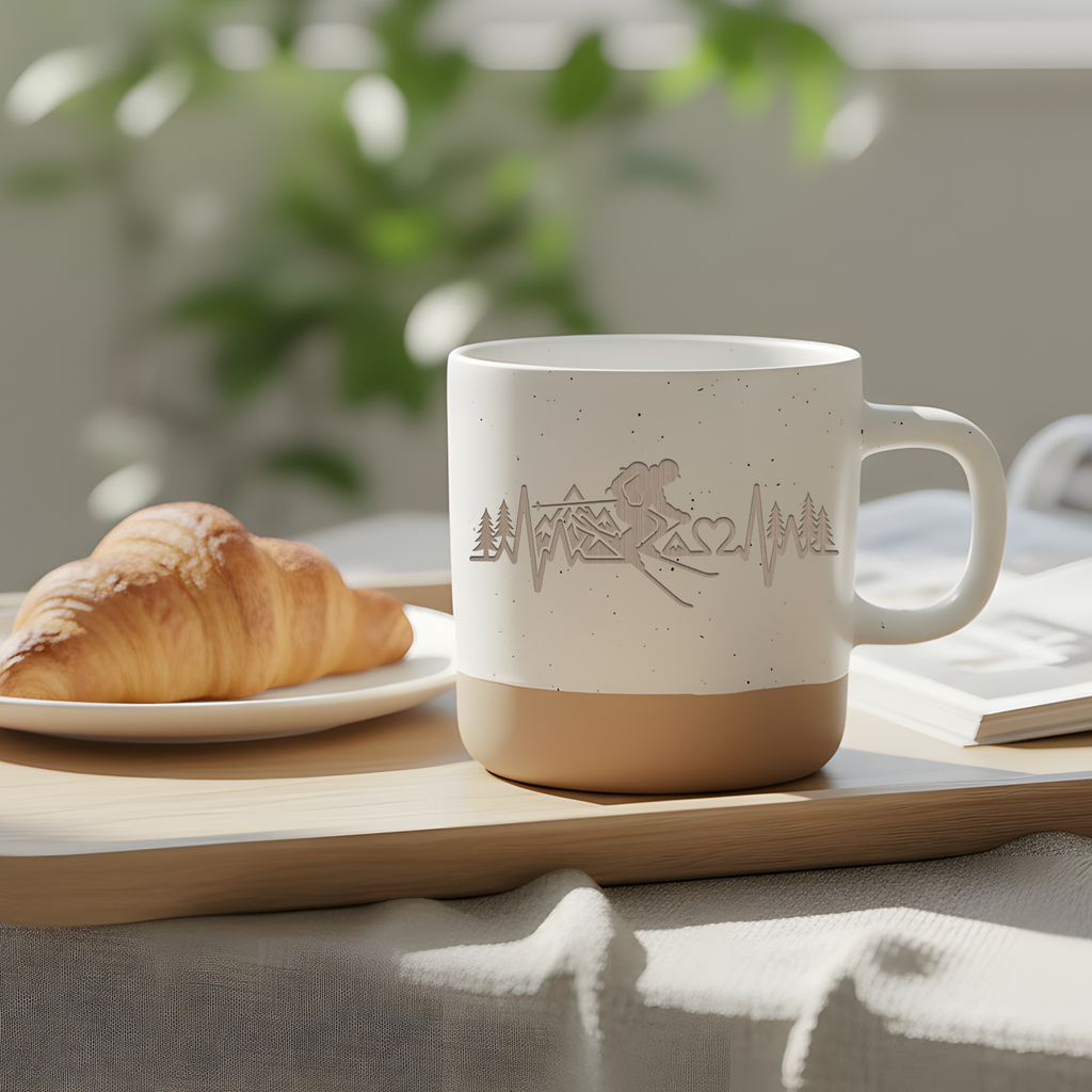 Tasse Skifahren Herzschlag, Kaffeetasse Skifahrer Geschenk, Becher Ber – Bild 4