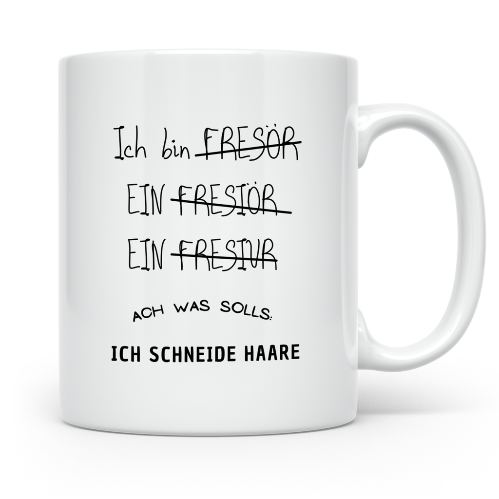 Friseur Tasse Lustig, Ich schneide Haare Becher, Friseurin G – Weiß [farbe:weiß]