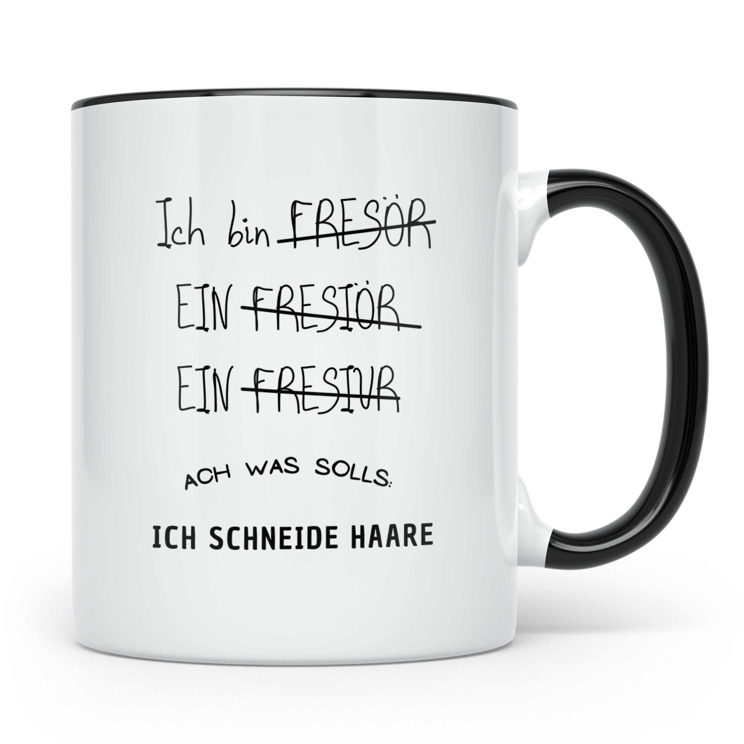 Friseur Tasse Lustig, Ich schneide Haare Becher, Friseurin G – Schwarz [farbe:schwarz]