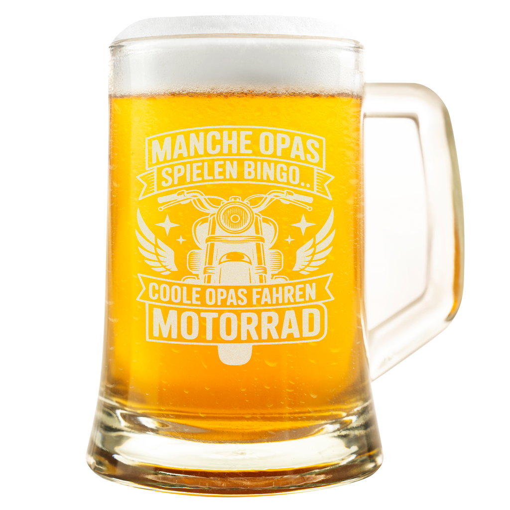 Bierkrug Motorrad Opa Lustig Geschenk für Männer Biker Coole Opas Fahren Motorrad Vatertag Geburtstag
