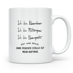 Klempner Tasse Lustig, Ihre feuchte Stelle ist mein Auftrag  – Weiß [farbe:weiß]