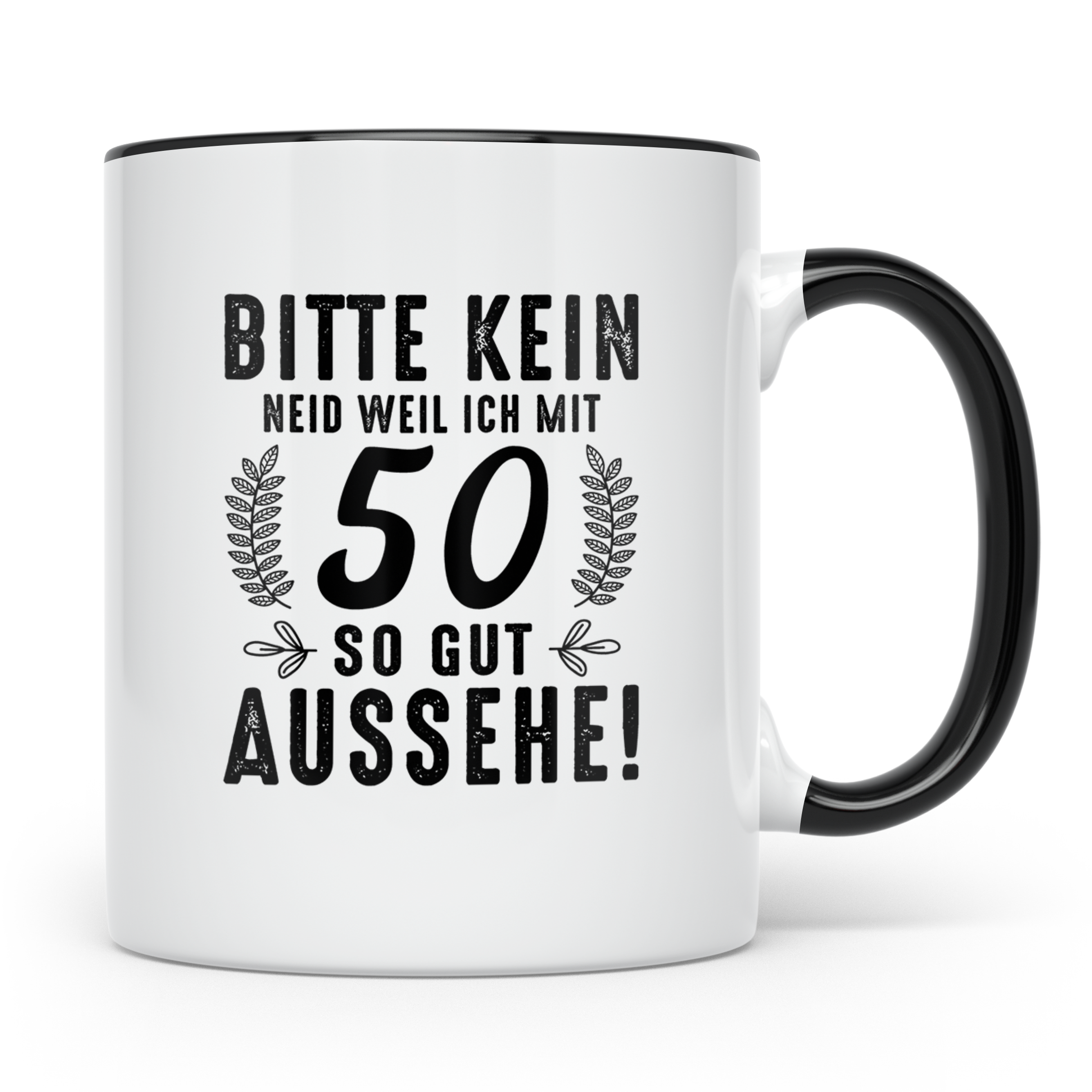 Tasse 50. Geburtstag Lustig, Geschenk 50 Jahre, Kaffeetasse  – Schwarz [farbe:schwarz]