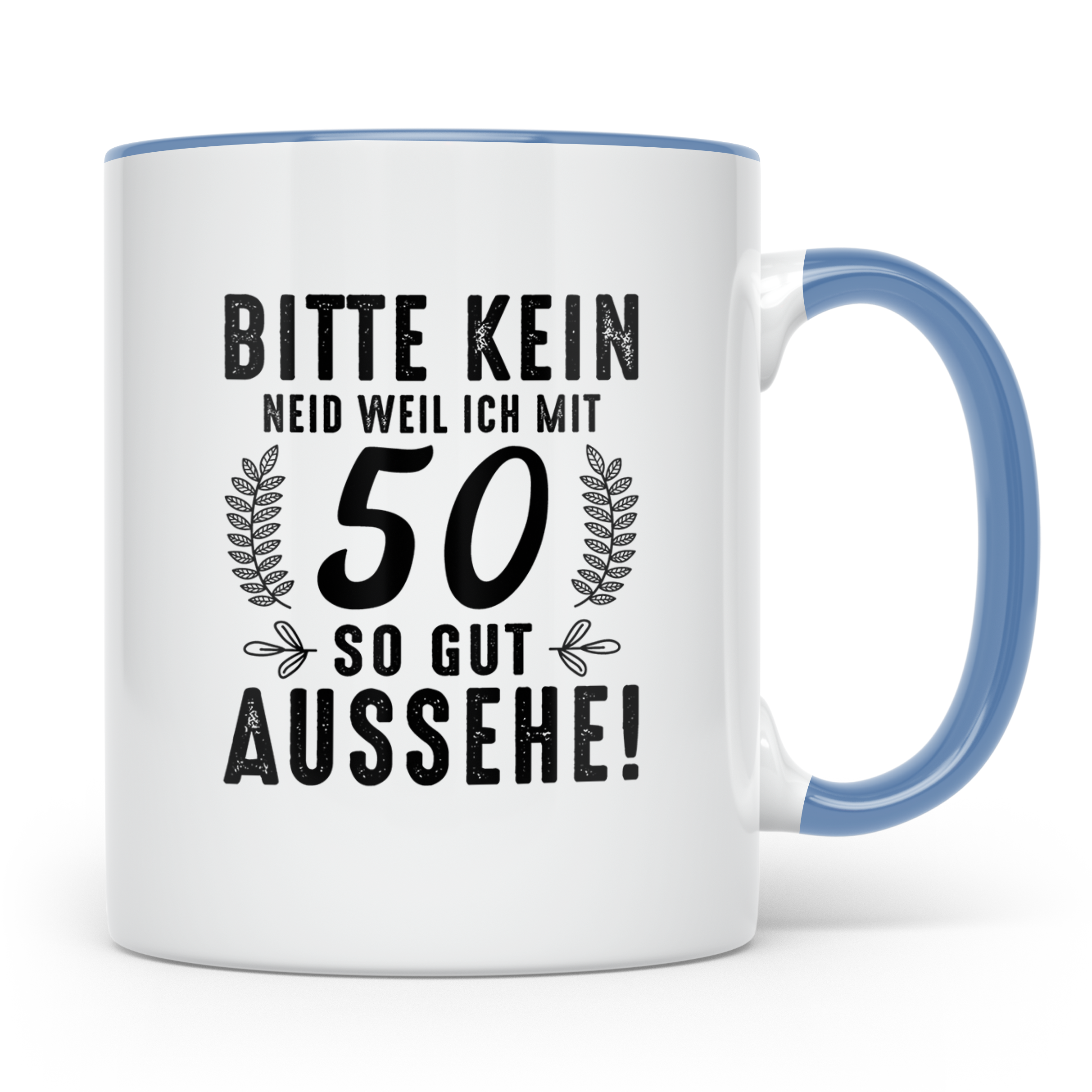 Tasse 50. Geburtstag Lustig, Geschenk 50 Jahre, Kaffeetasse  – Blau [farbe:blau]