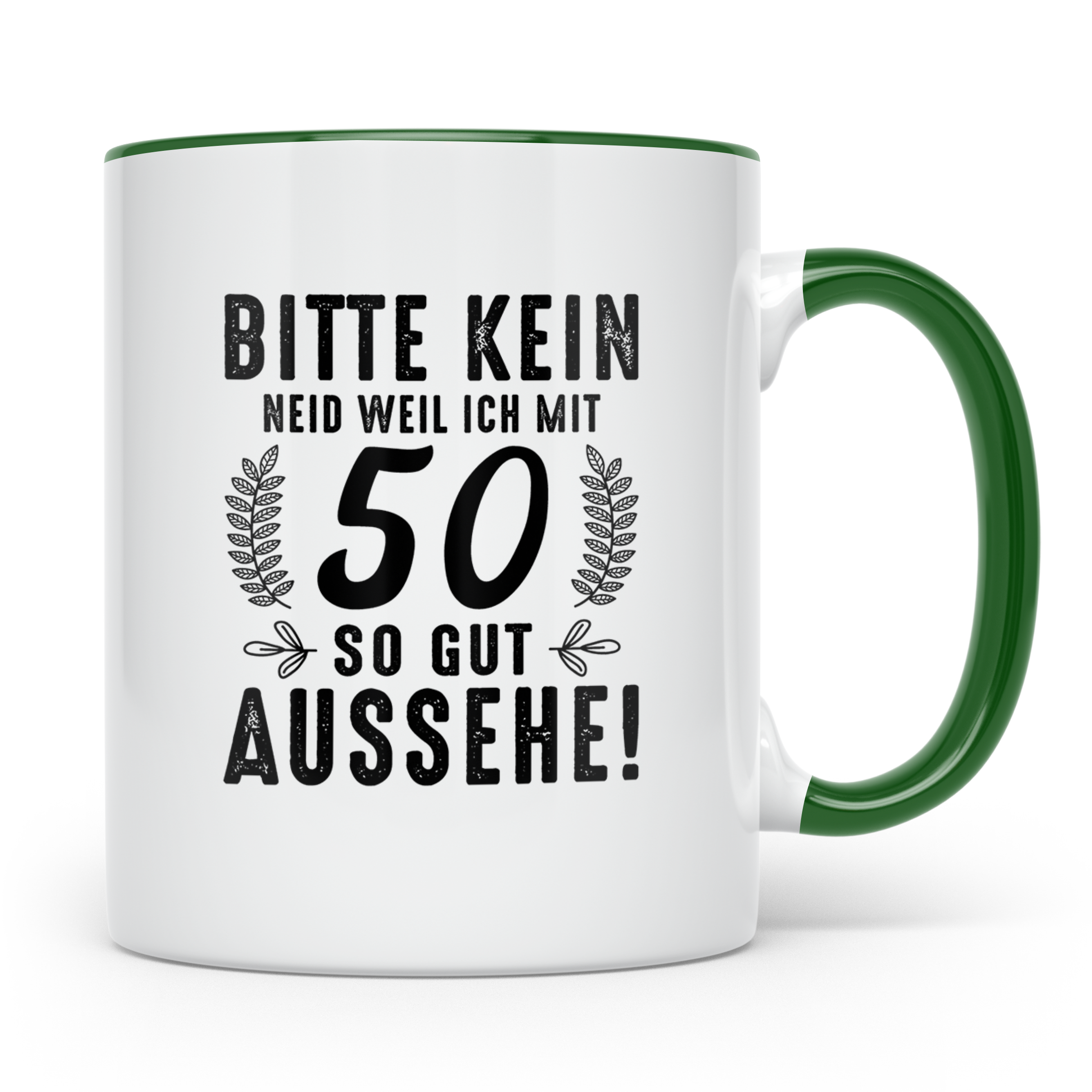 Tasse 50. Geburtstag Lustig, Geschenk 50 Jahre, Kaffeetasse  – Grün [farbe:grün]