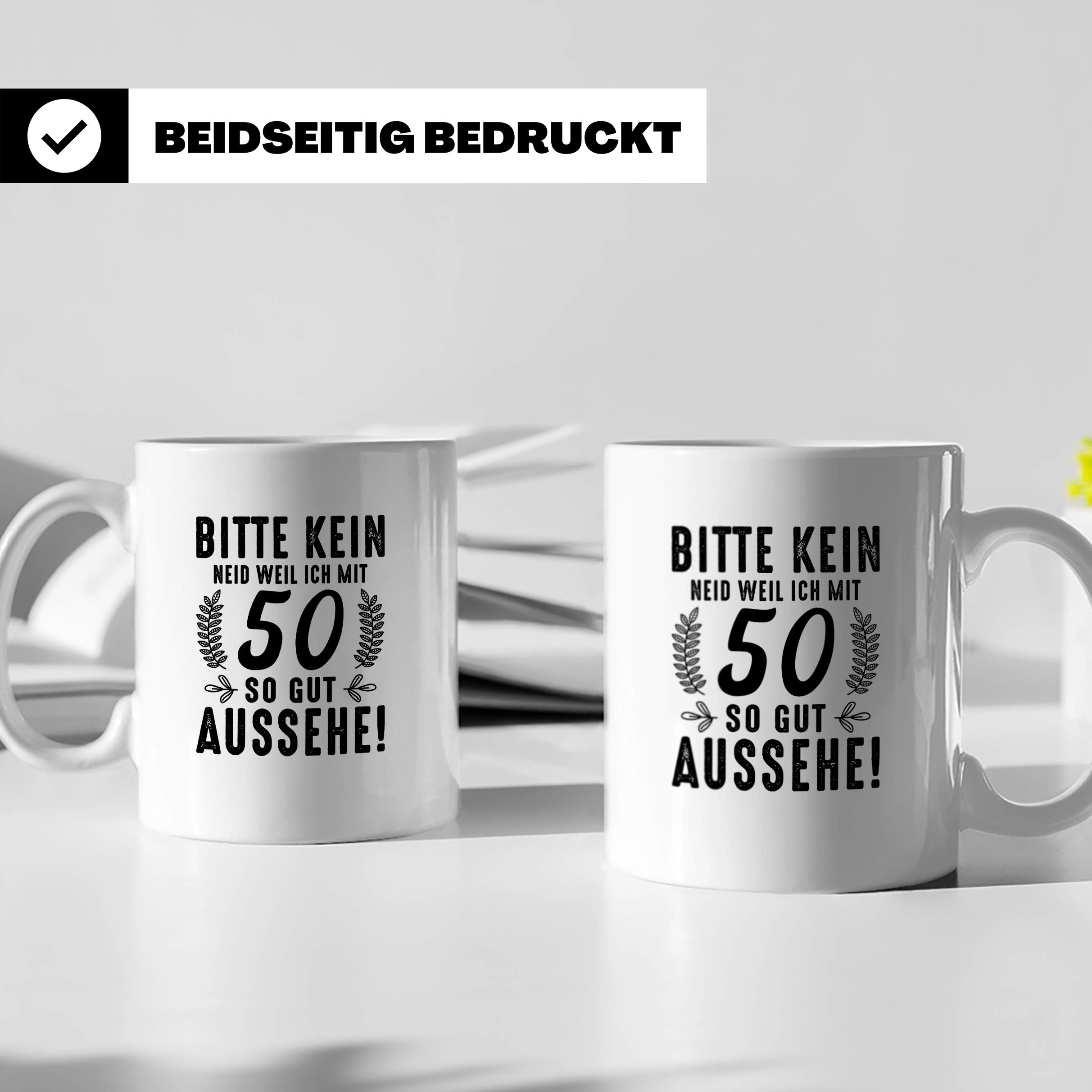 Tasse 50. Geburtstag Lustig, Geschenk 50 Jahre, Kaffeetasse  – Weiß [farbe:weiß]