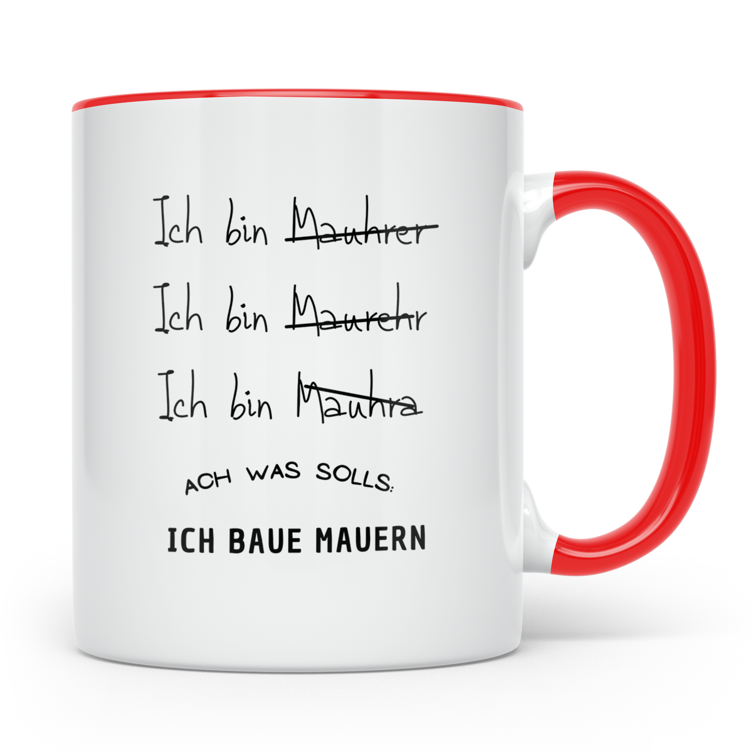 Maurer Tasse Lustig, Ich baue Mauern Becher, Handwerker Gesc – Rot [farbe:rot]