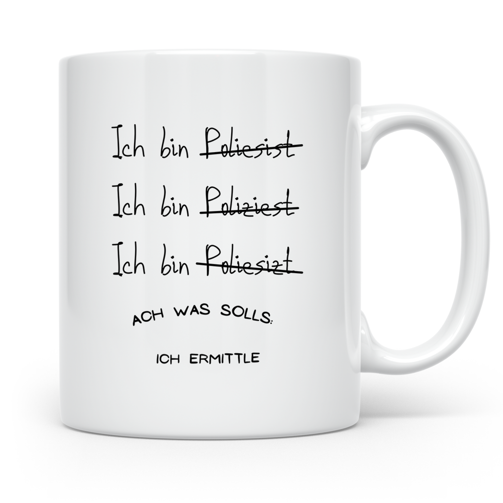 Polizist Tasse Lustig, Ich ermittle Becher, Polizei Geschenk – Weiß [farbe:weiß]