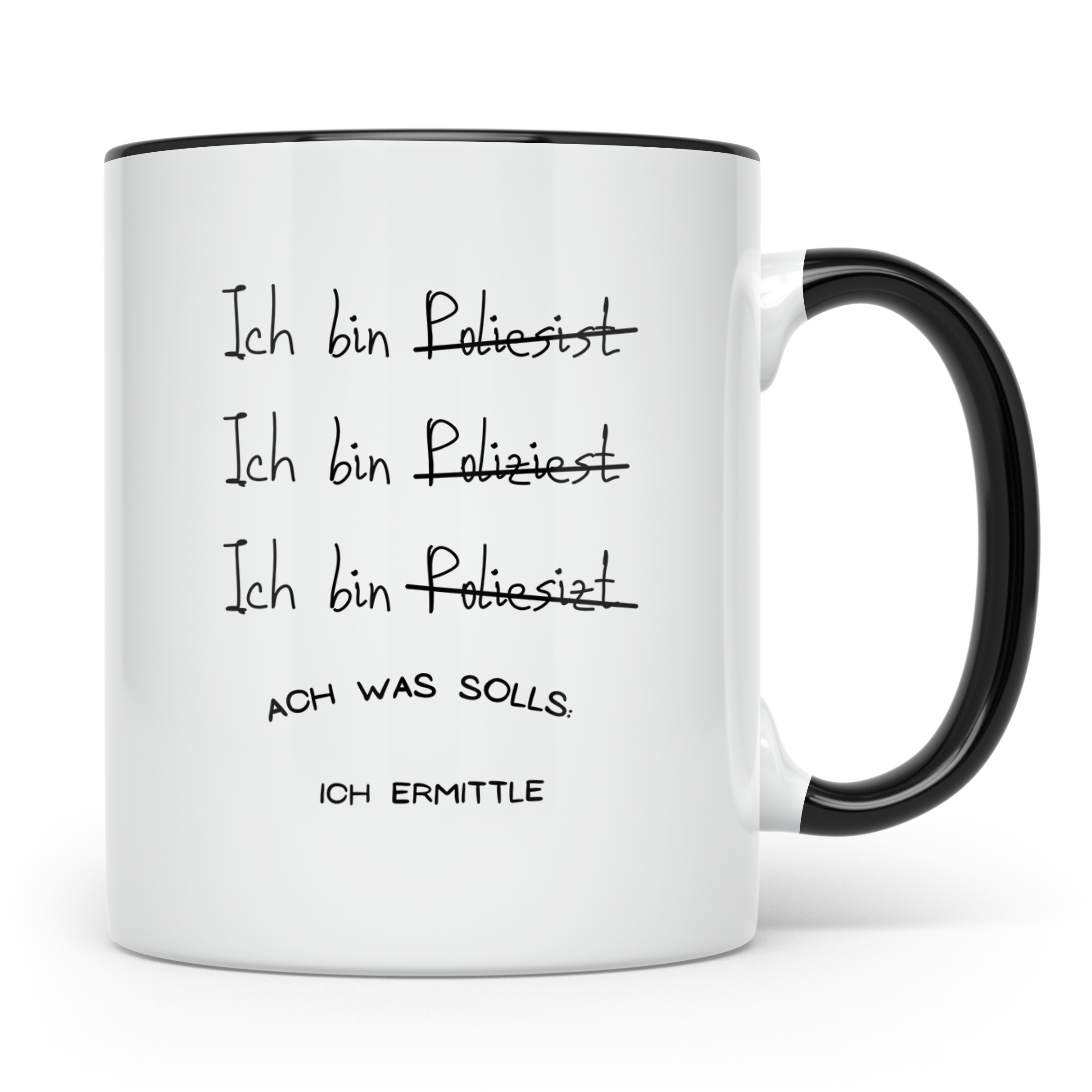 Polizist Tasse Lustig, Ich ermittle Becher, Polizei Geschenk – Schwarz [farbe:schwarz]
