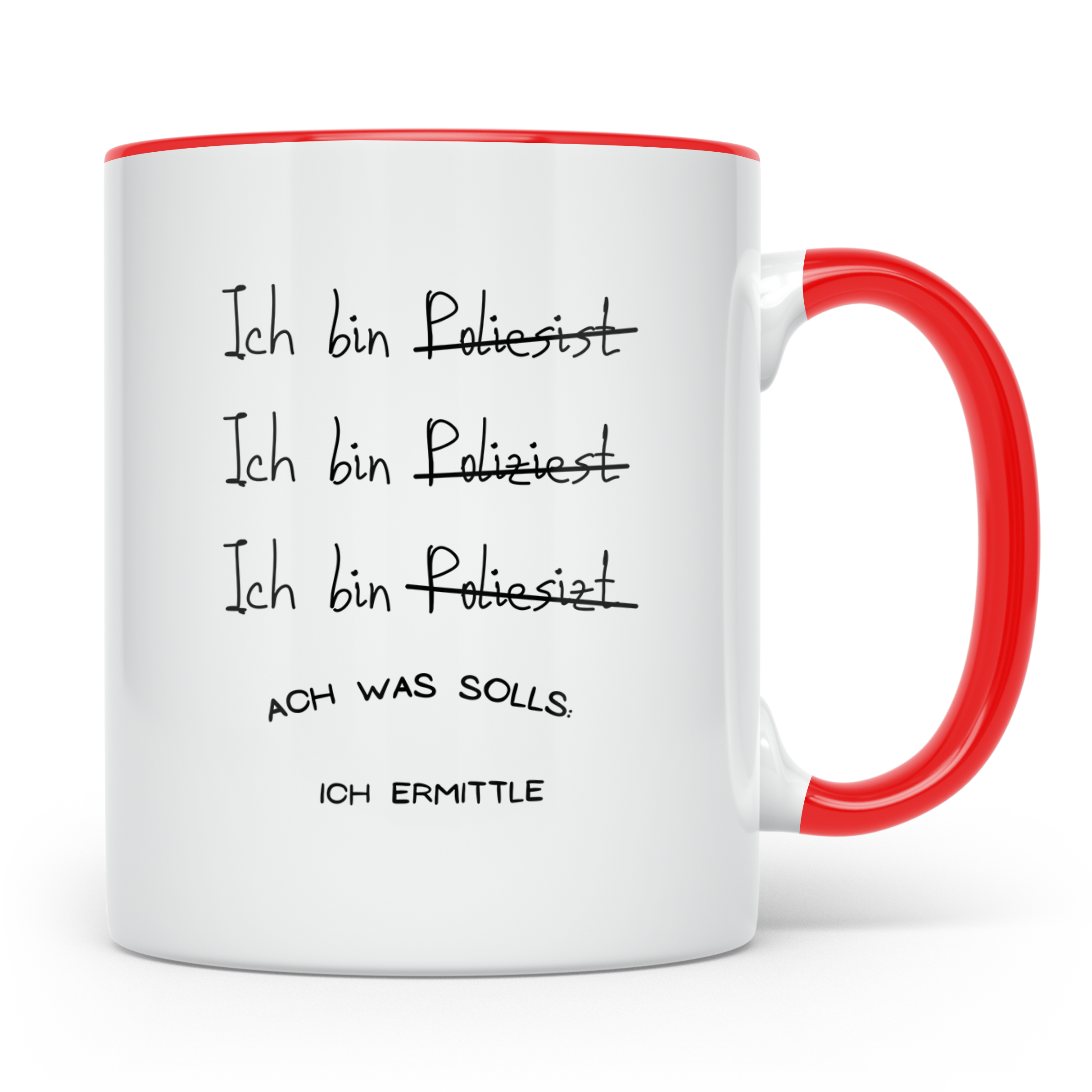 Polizist Tasse Lustig, Ich ermittle Becher, Polizei Geschenk – Rot [farbe:rot]