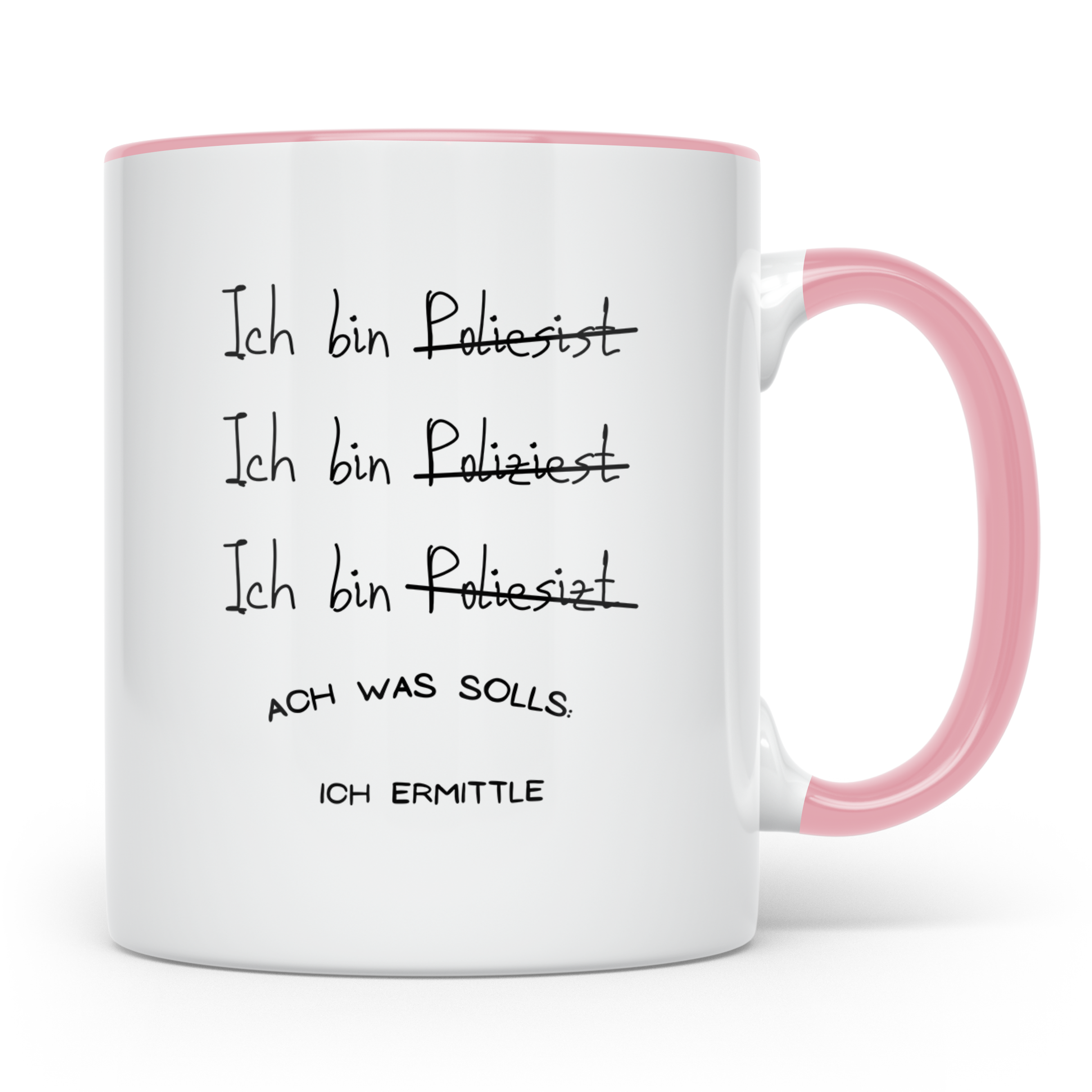 Polizist Tasse Lustig, Ich ermittle Becher, Polizei Geschenk – Rosa [farbe:rosa]