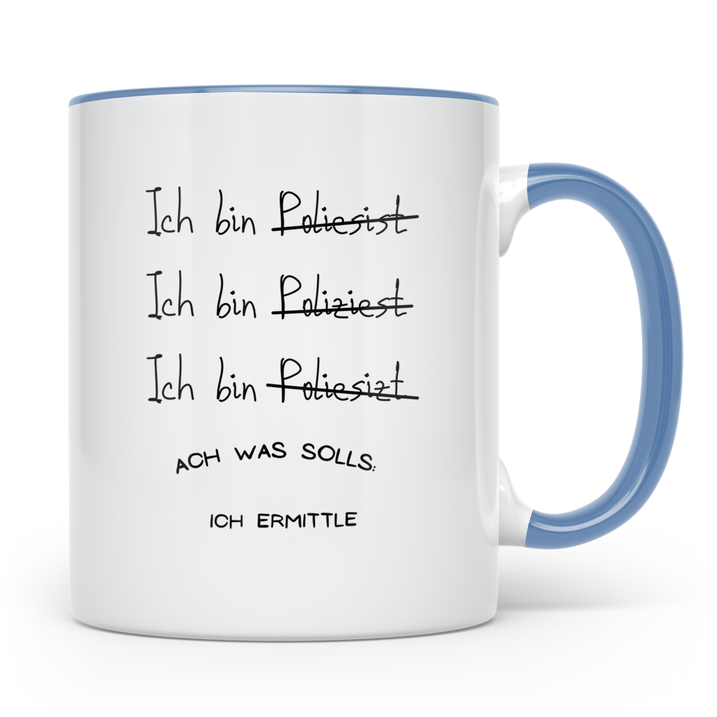 Polizist Tasse Lustig, Ich ermittle Becher, Polizei Geschenk – Blau [farbe:blau]