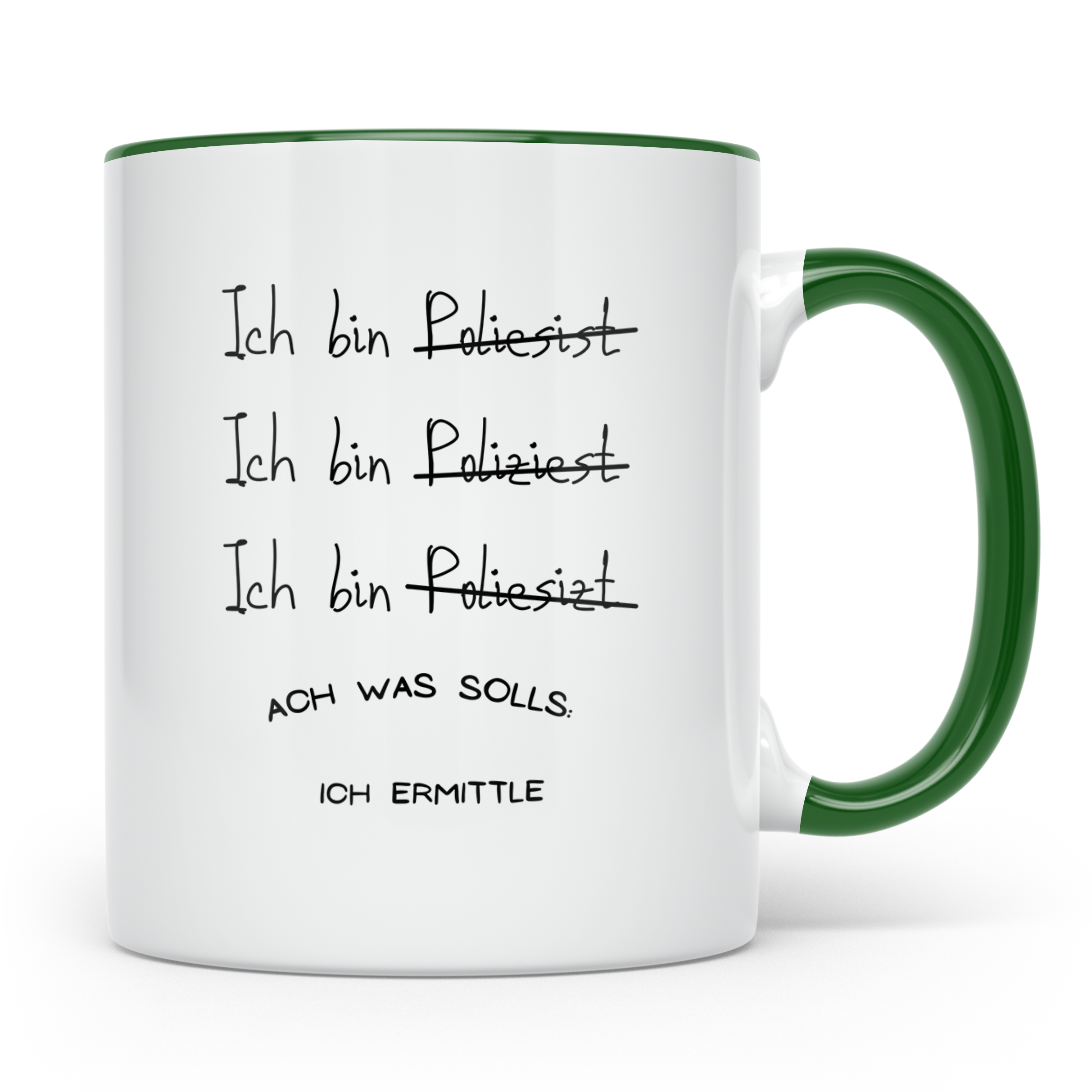 Polizist Tasse Lustig, Ich ermittle Becher, Polizei Geschenk – Grün [farbe:grün]
