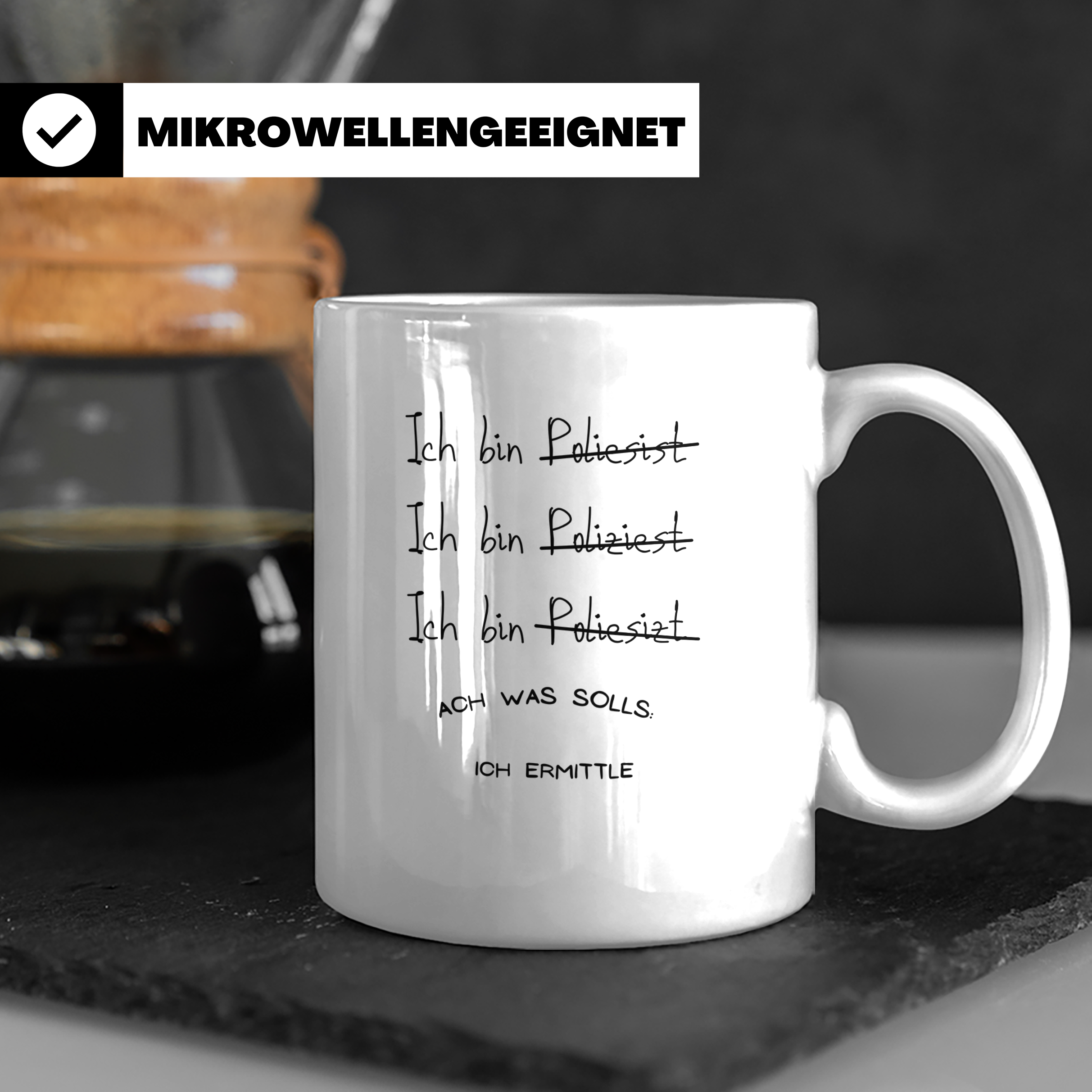 Polizist Tasse Lustig, Ich ermittle Becher, Polizei Geschenk – Weiß [farbe:weiß]