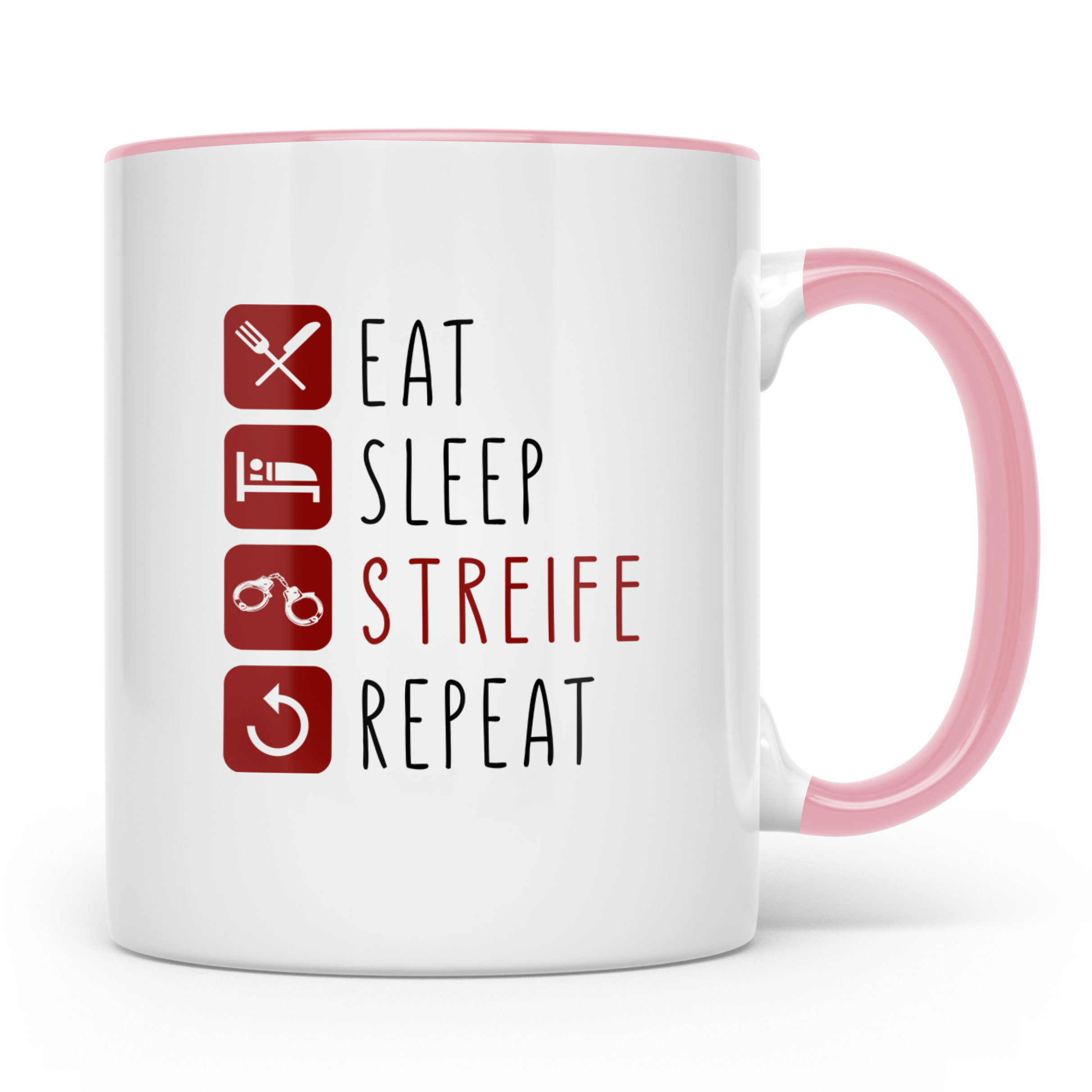 Polizisten Tasse Eat Sleep Streife Repeat, Geschenk für Poli – Rosa [farbe:rosa]