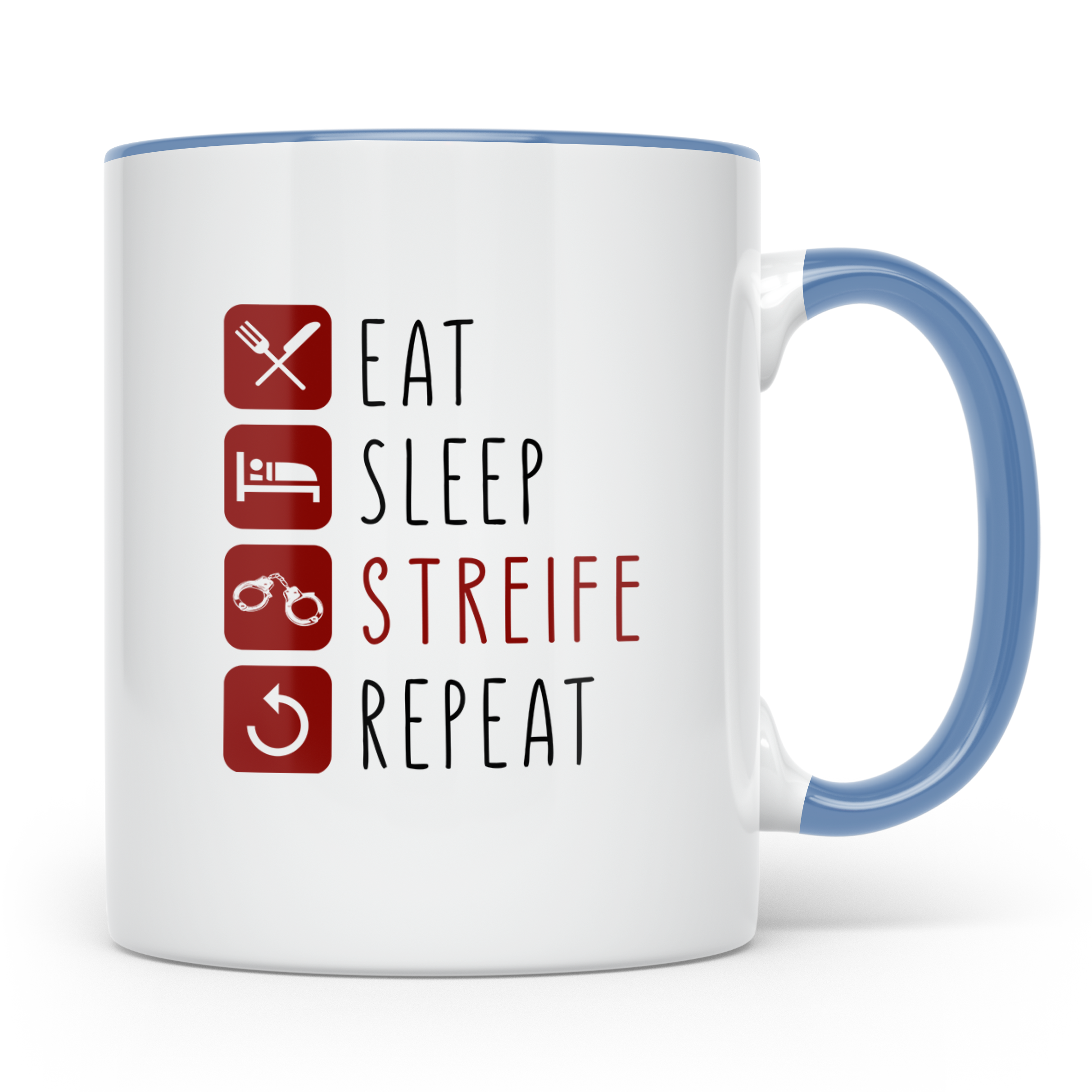 Polizisten Tasse Eat Sleep Streife Repeat, Geschenk für Poli – Blau [farbe:blau]