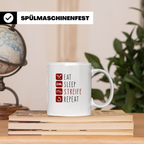 Polizisten Tasse Eat Sleep Streife Repeat, Geschenk für Poli – Weiß [farbe:weiß]