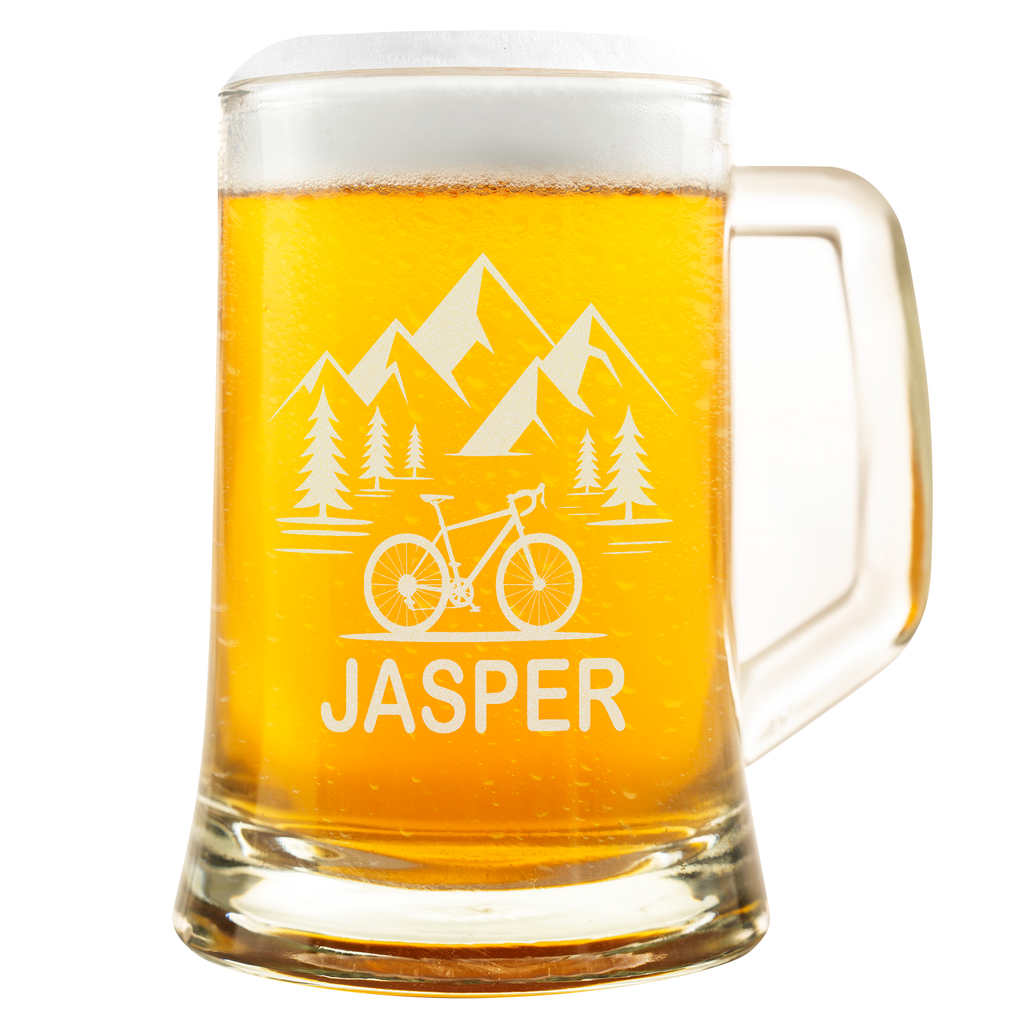 Bierkrug Fahrrad Personalisiert Geschenk für Mountainbiker Männer Radfahrer Outdoor Biker Gravur Motiv