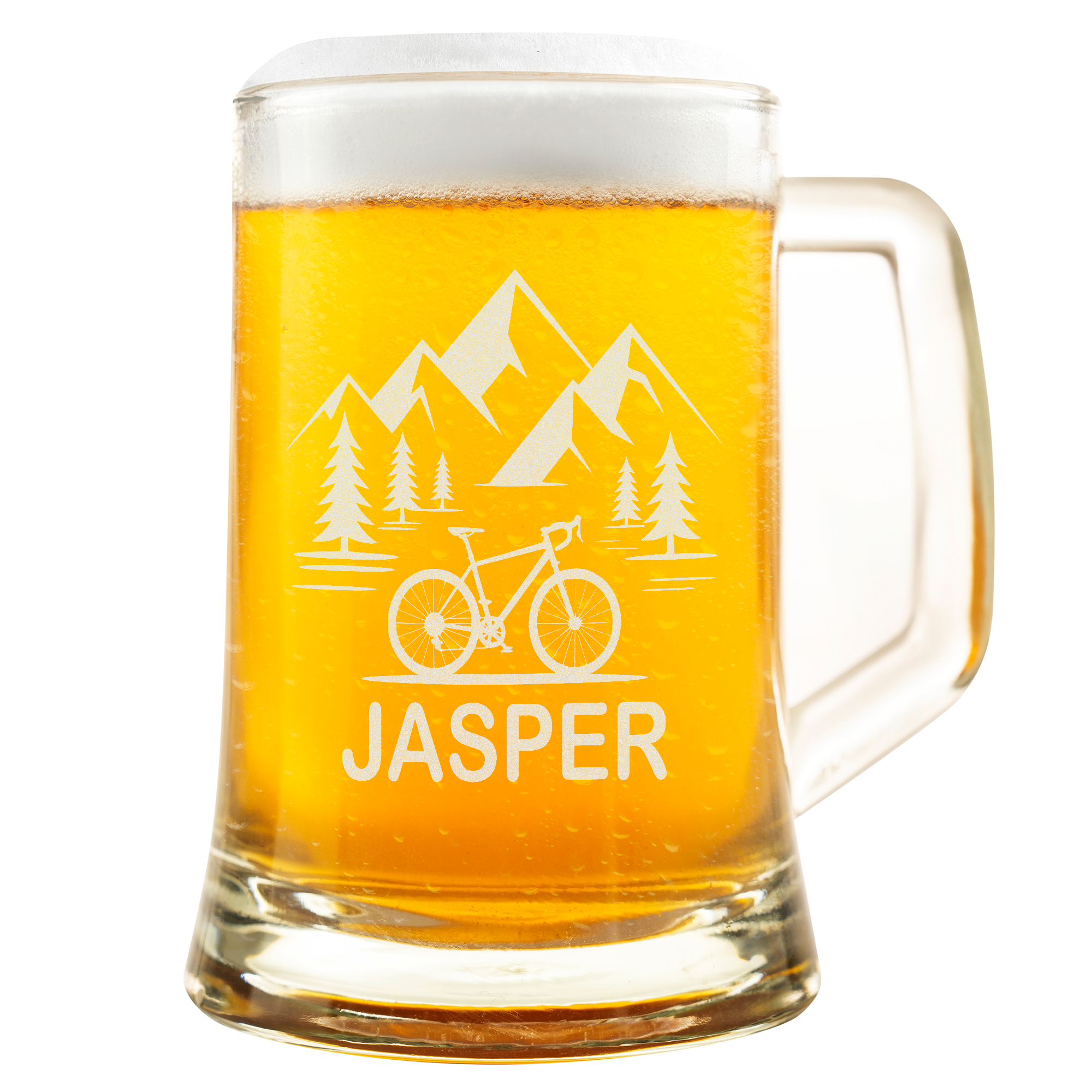 Bierkrug Fahrrad Personalisiert Geschenk für Mountainbiker Männer Radfahrer Outdoor Biker Gravur Motiv