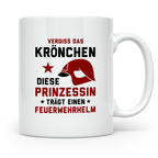 Feuerwehrfrau Tasse mit Spruch Vergiss Prinzessin Feuerwehrh – Weiß [farbe:weiß]