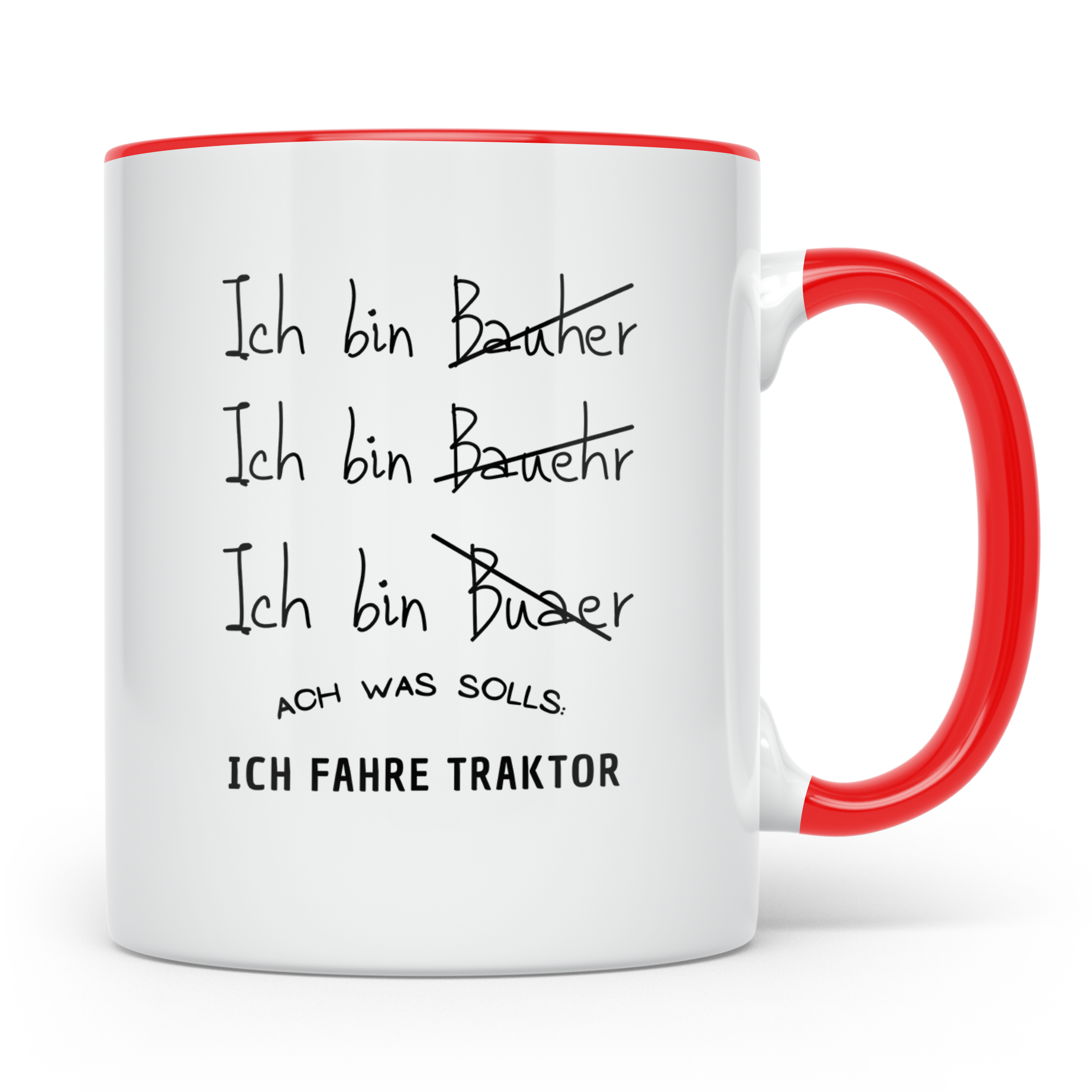 Bauer Tasse Lustig, Ich fahre Traktor Becher, Landwirt Gesch – Rot [farbe:rot]