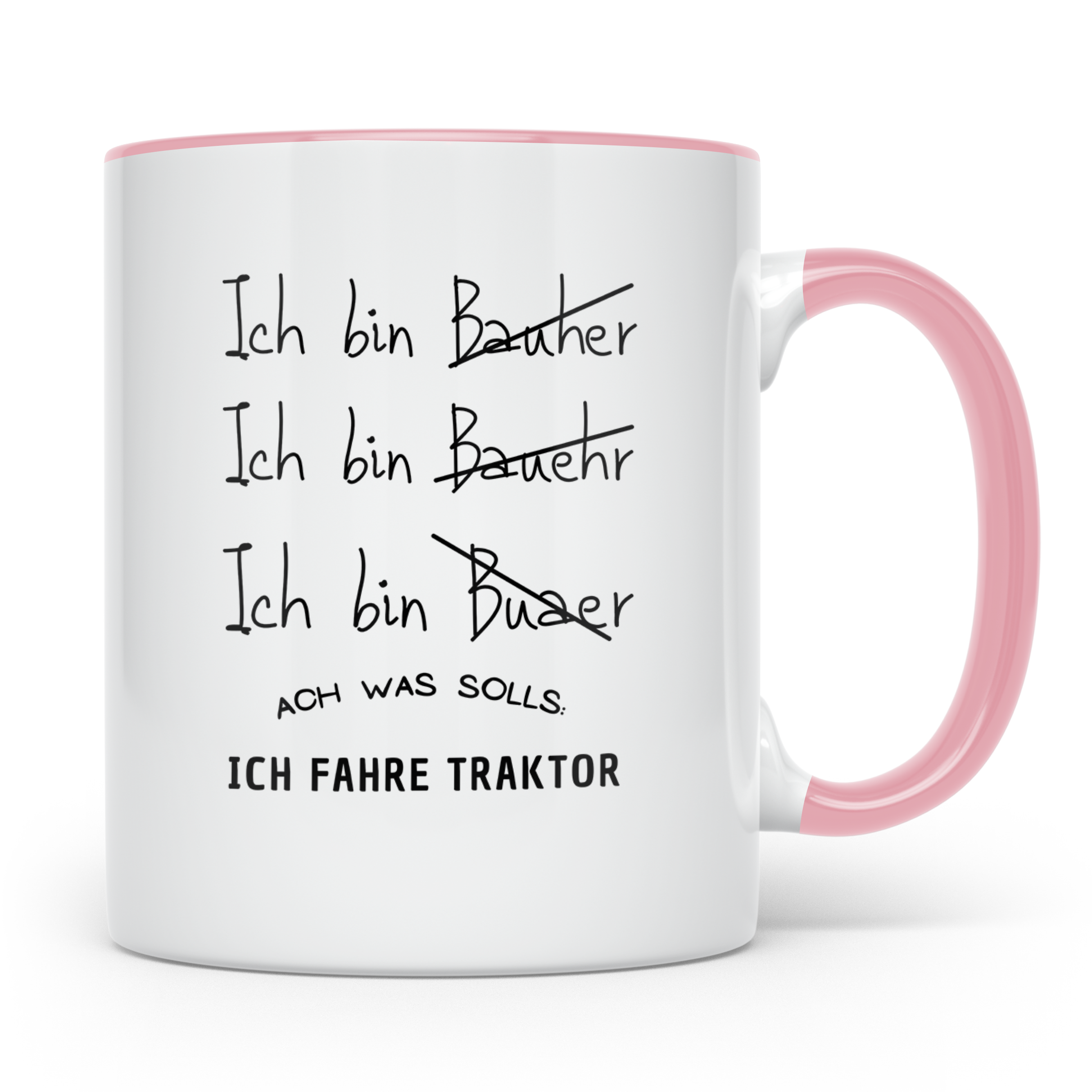 Bauer Tasse Lustig, Ich fahre Traktor Becher, Landwirt Gesch – Rosa [farbe:rosa]