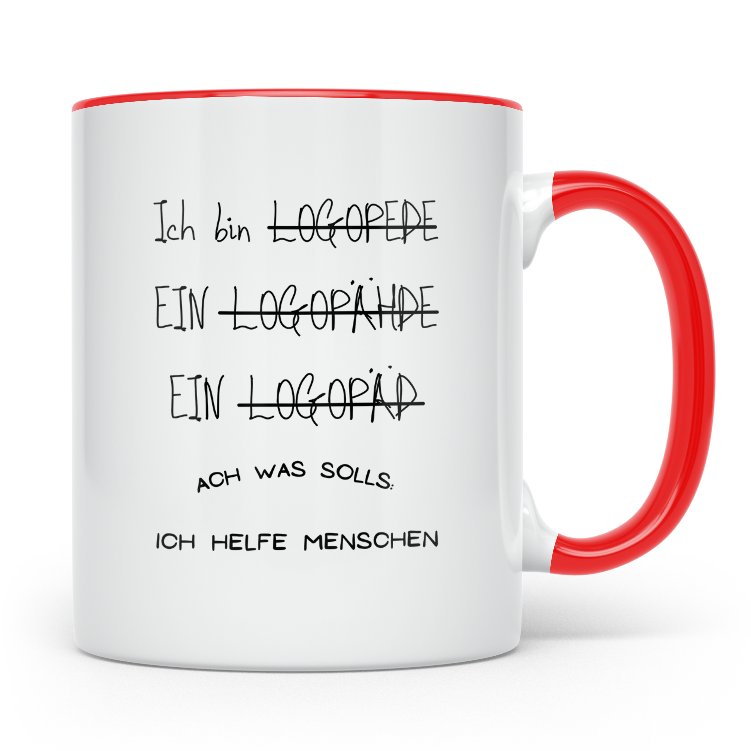 Logopäde Tasse Lustig, Ich helfe Menschen Becher, Logopädie  – Rot [farbe:rot]