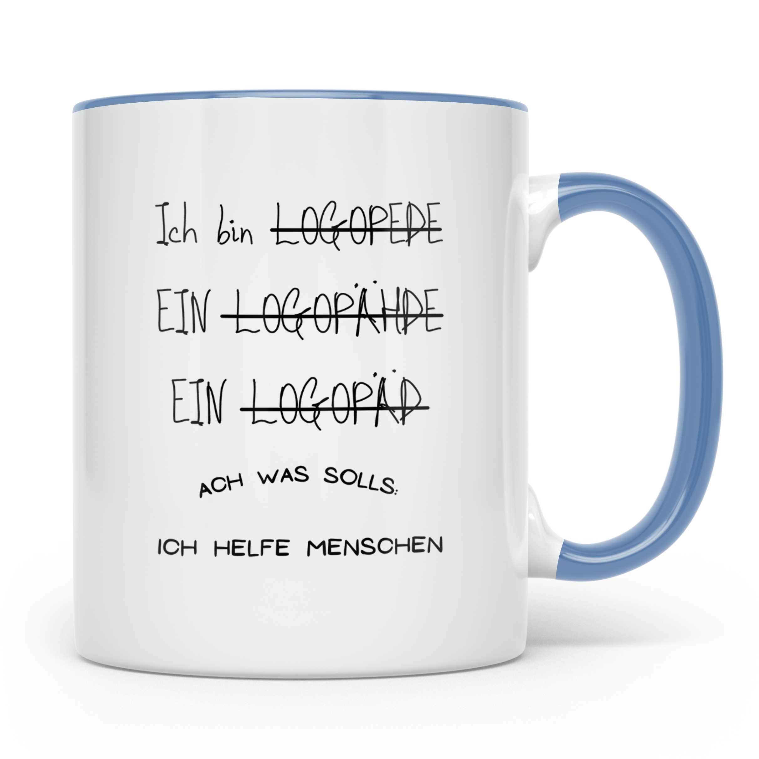 Logopäde Tasse Lustig, Ich helfe Menschen Becher, Logopädie  – Blau [farbe:blau]