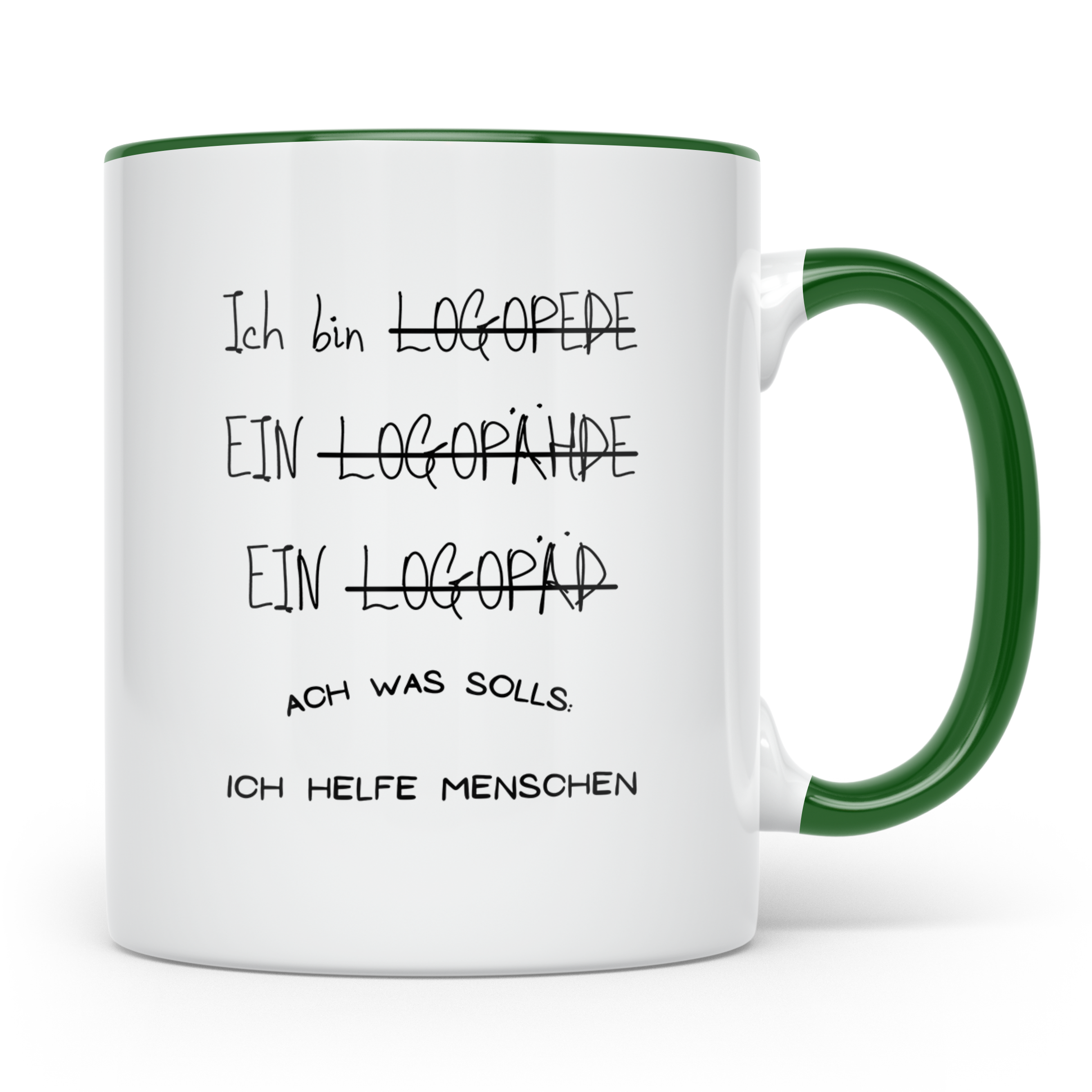 Logopäde Tasse Lustig, Ich helfe Menschen Becher, Logopädie  – Grün [farbe:grün]