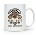 Bikerin Tasse mit Spruch Wenn das Leben dich in eine Kurve w – Weiß [farbe:weiß]