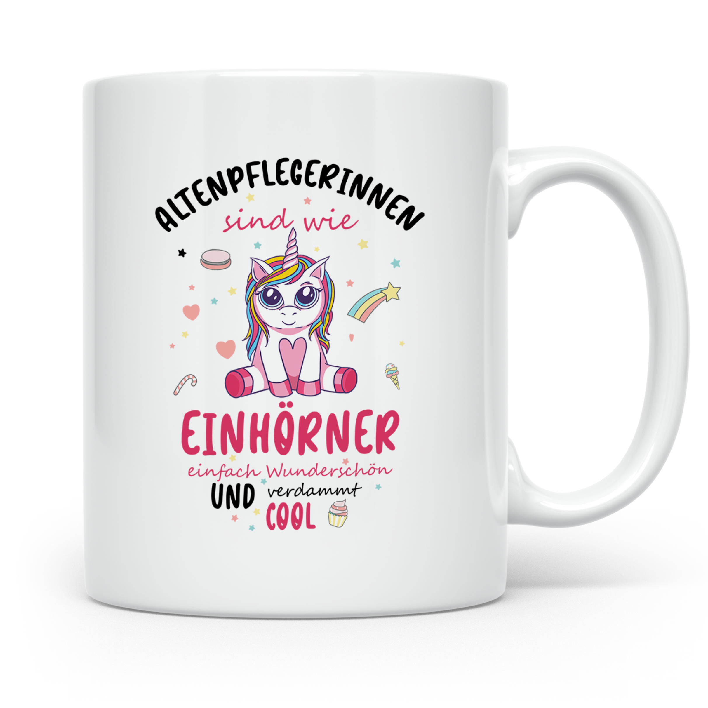 Altenpflegerin Tasse mit Einhorn Spruch als Geschenk für Pfl – Weiß [farbe:weiß]