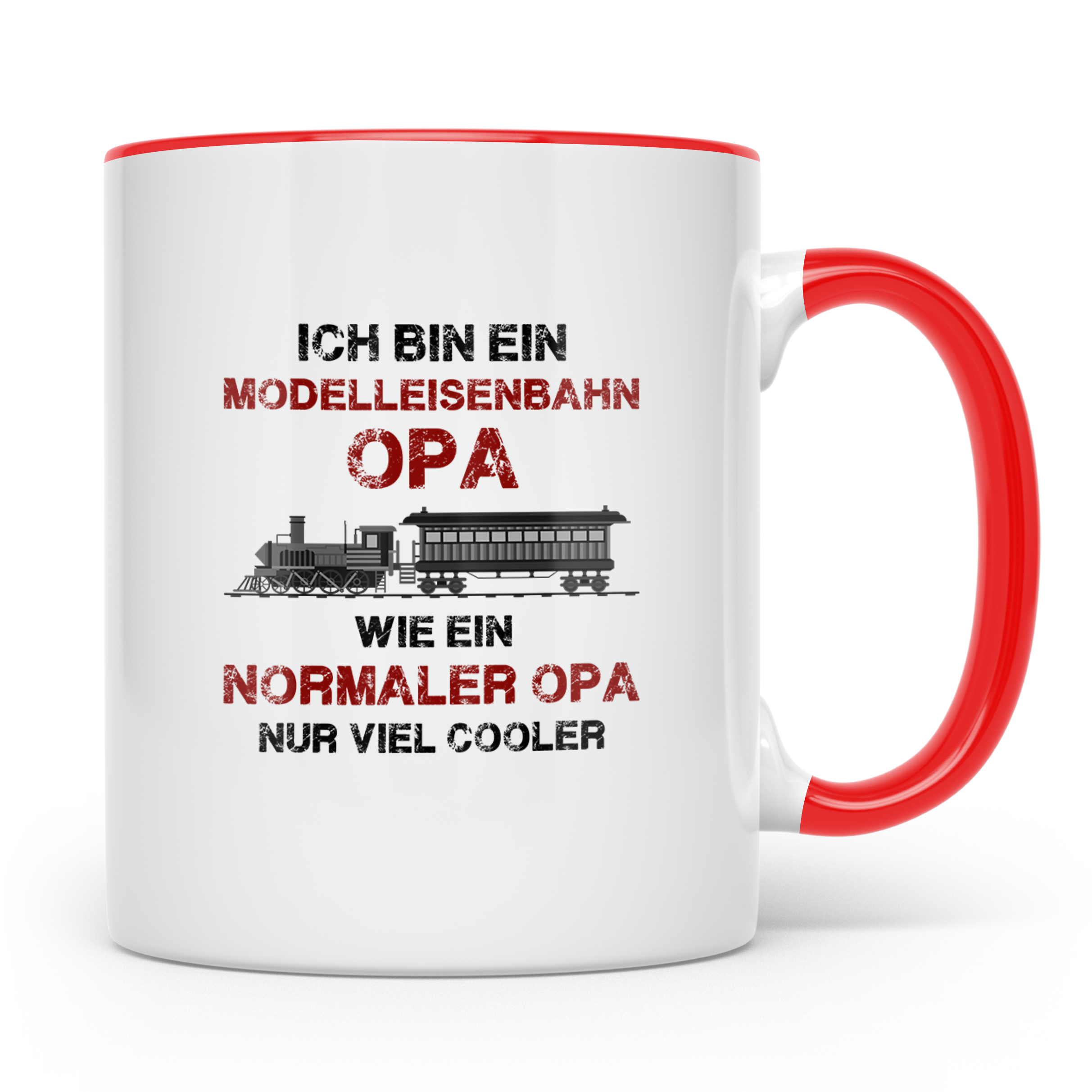 Modelleisenbahn Opa Tasse cooler Spruch Geschenk für Großvat – Rot [farbe:rot]