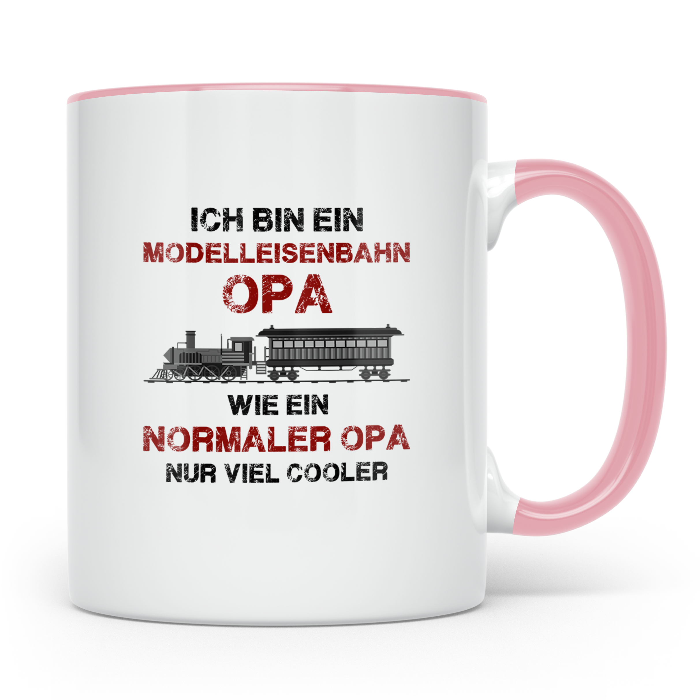 Modelleisenbahn Opa Tasse cooler Spruch Geschenk für Großvat – Rosa [farbe:rosa]