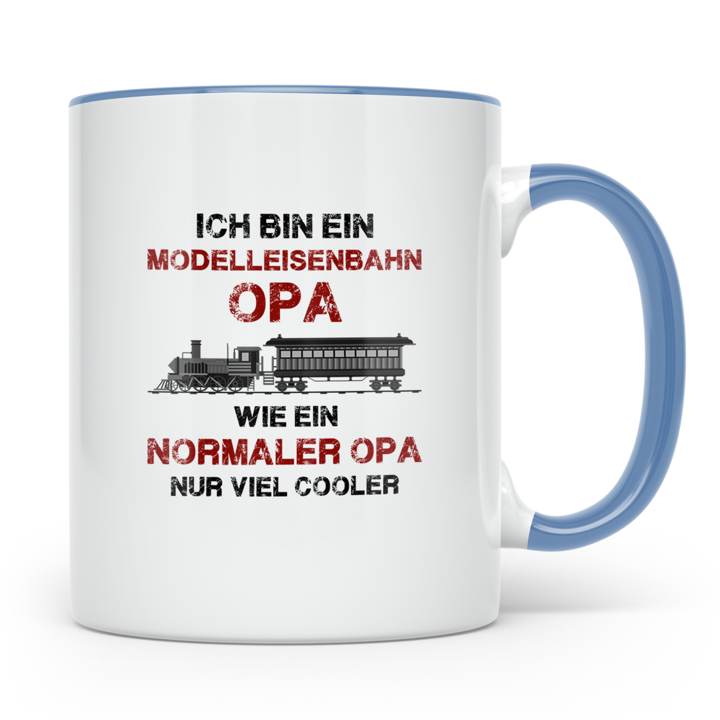 Modelleisenbahn Opa Tasse cooler Spruch Geschenk für Großvat – Blau [farbe:blau]