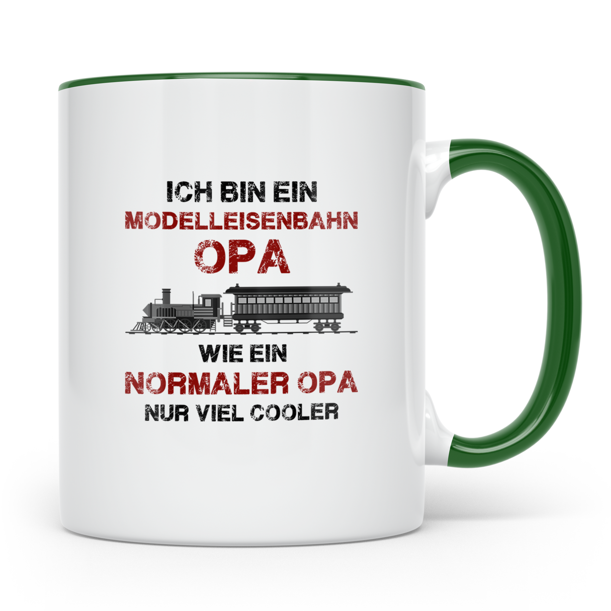 Modelleisenbahn Opa Tasse cooler Spruch Geschenk für Großvat – Grün [farbe:grün]